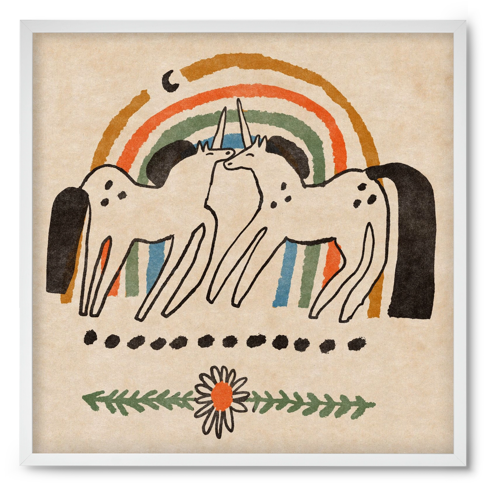 Unicorn love, 50x50 cm (50x50 cm), Fehér keret