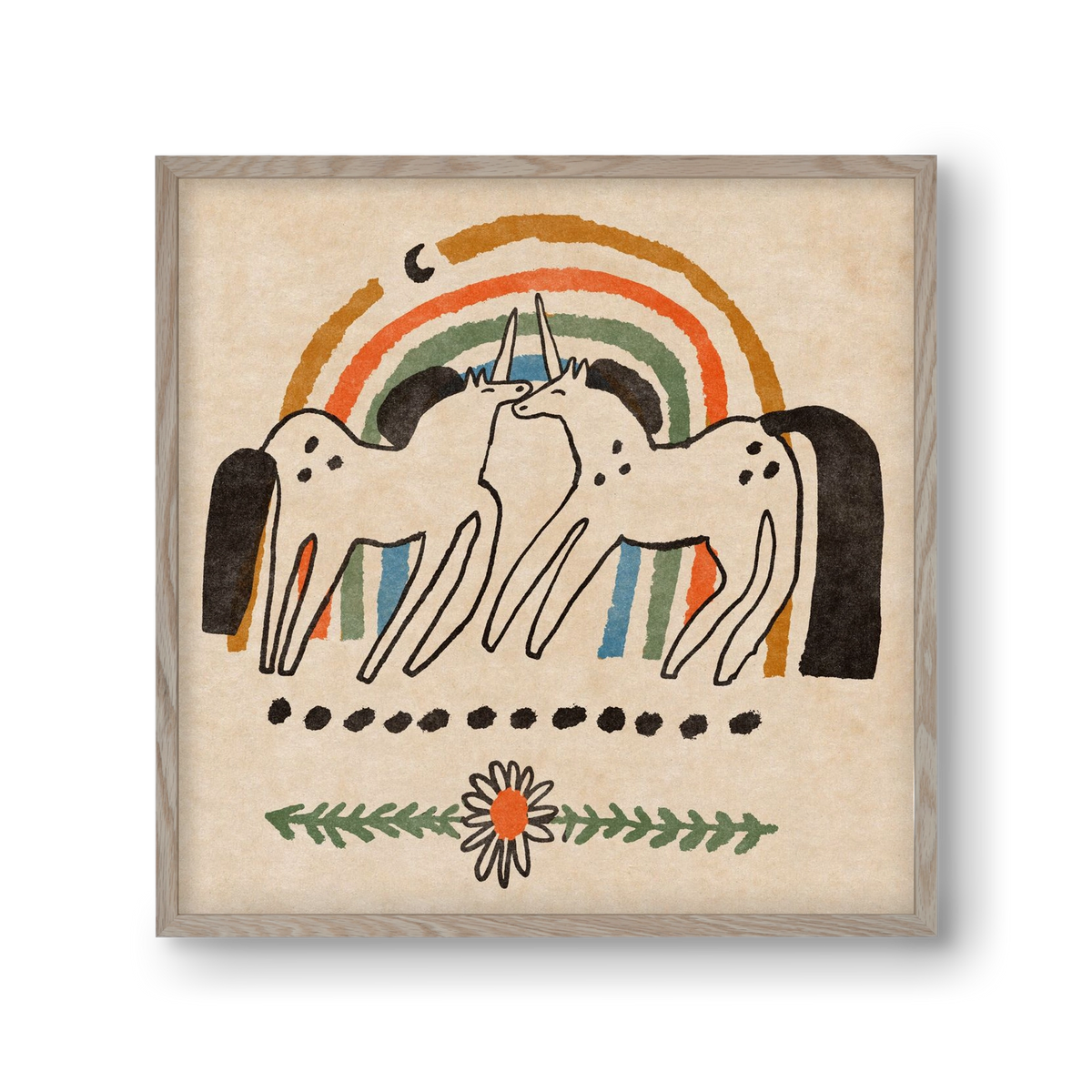 Unicorn love, 30x30 cm (30x30 cm), Tölgy keret