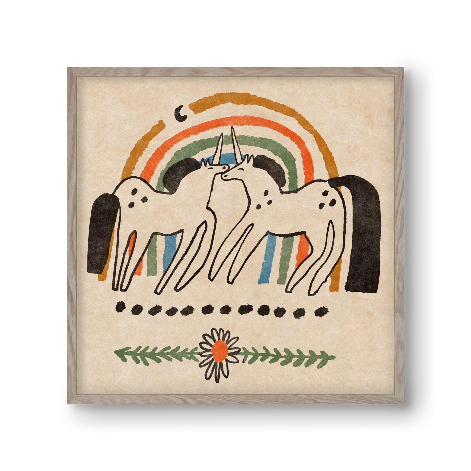 Unicorn love, 30x30 cm (30x30 cm), Tölgy keret