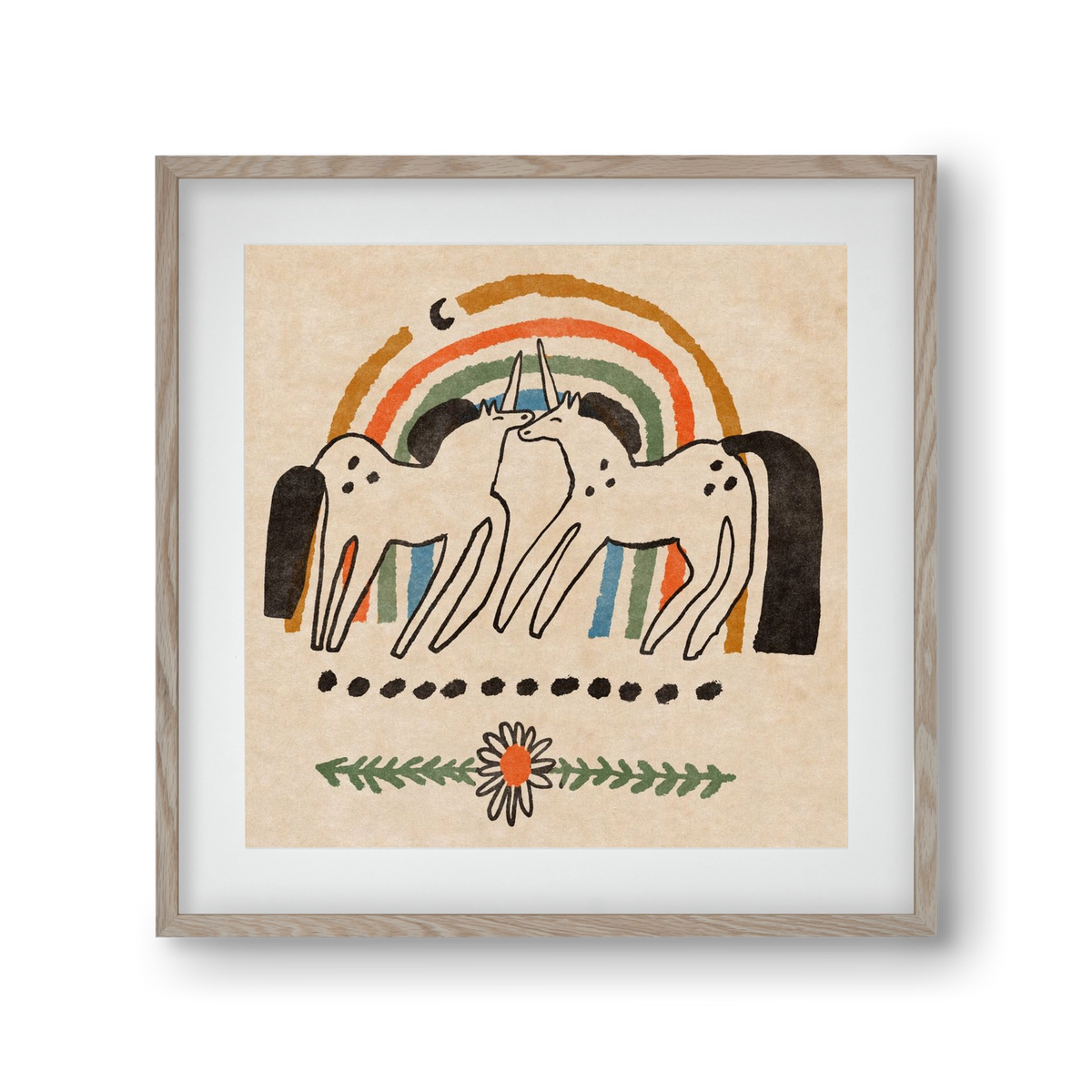 Unicorn love, 30x30 cm (20x20 cm), Tölgy keret, paszpartuval