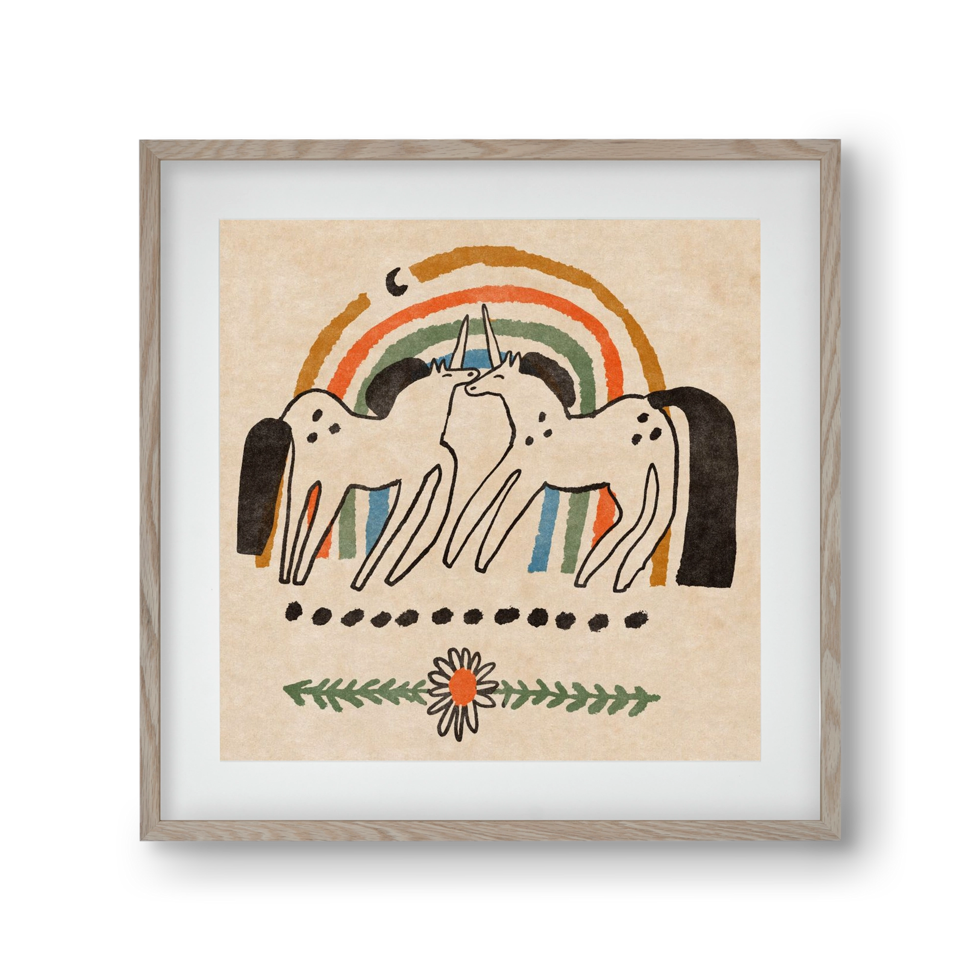 Unicorn love, 30x30 cm (20x20 cm), Tölgy keret, paszpartuval