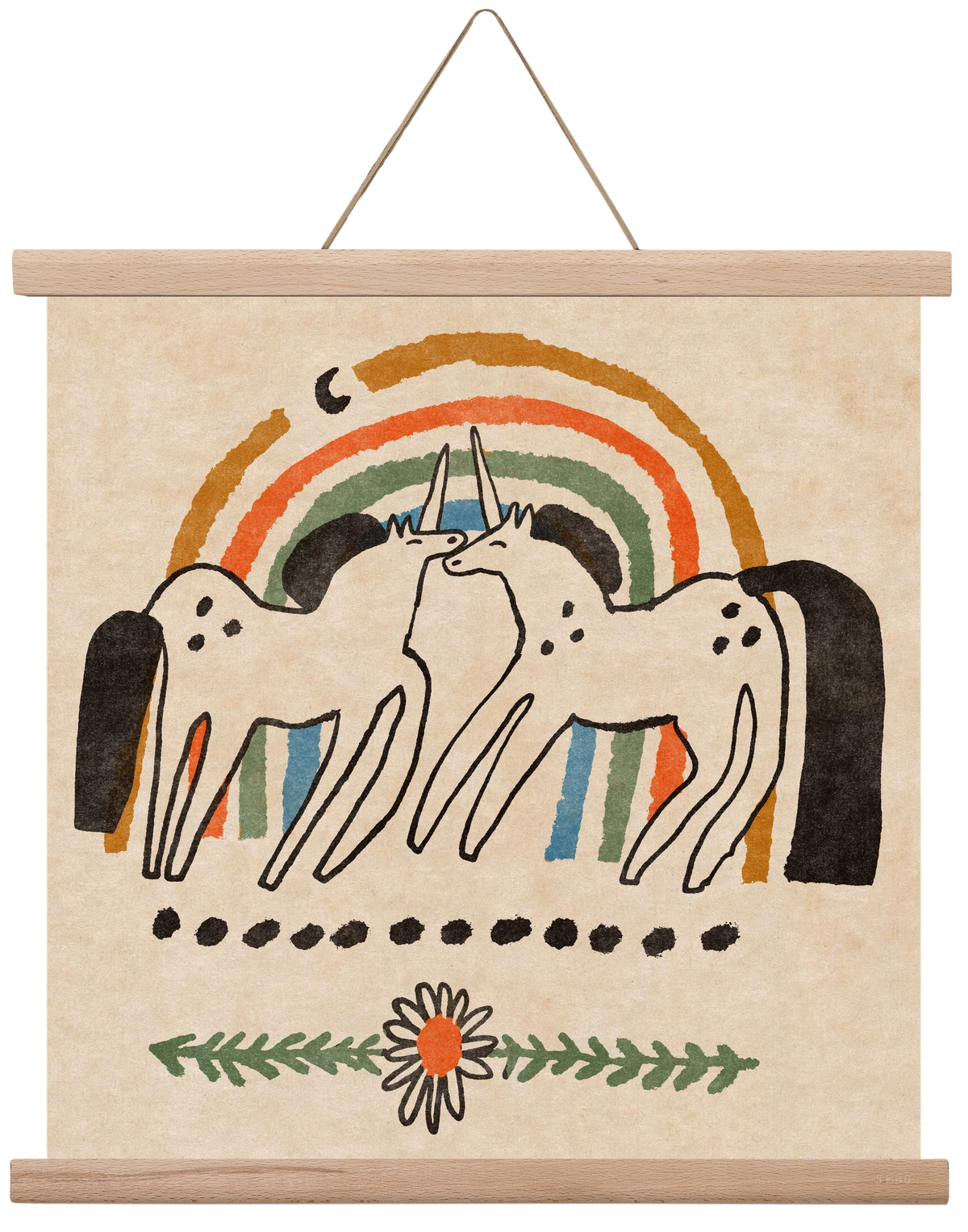 Unicorn love, 40x40 cm (40x40 cm), Tölgy akasztó