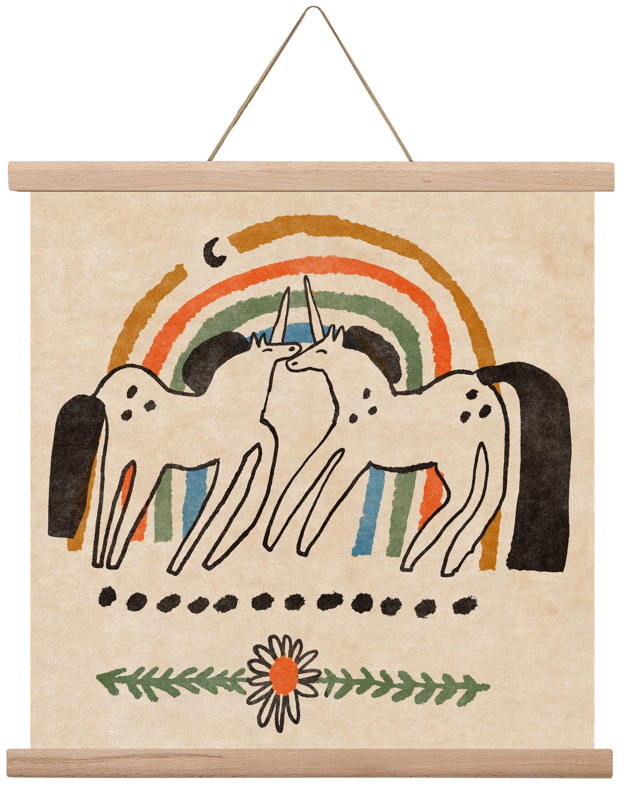 Unicorn love, 40x40 cm (40x40 cm), Tölgy akasztó