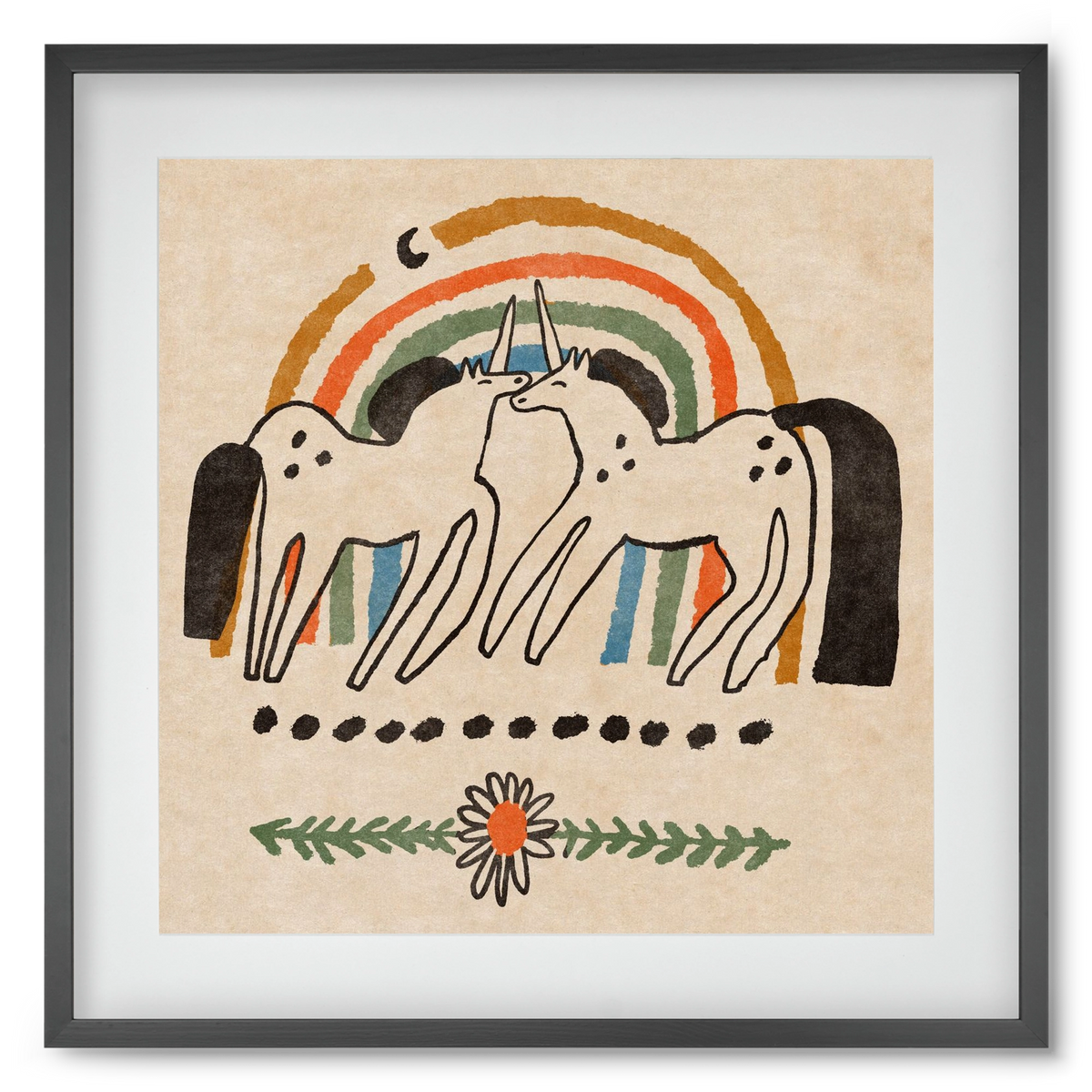 Unicorn love, 50x50 cm (40x40 cm), Fekete keret, paszpartuval