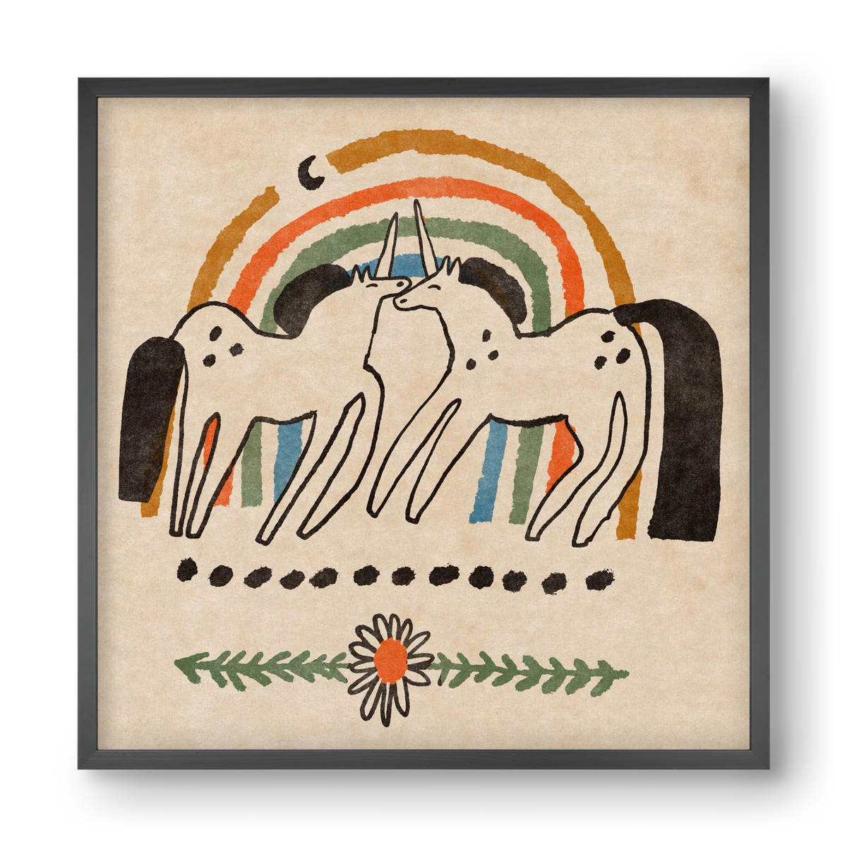 Unicorn love, 40x40 cm (40x40 cm), Fekete keret