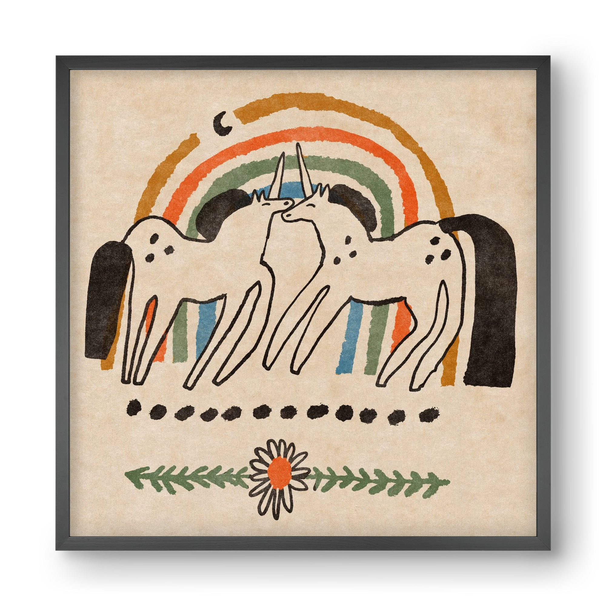 Unicorn love, 40x40 cm (40x40 cm), Fekete keret