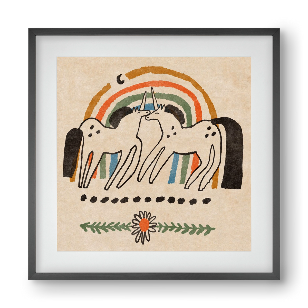 Unicorn love, 40x40 cm (30x30 cm), Fekete keret, paszpartuval