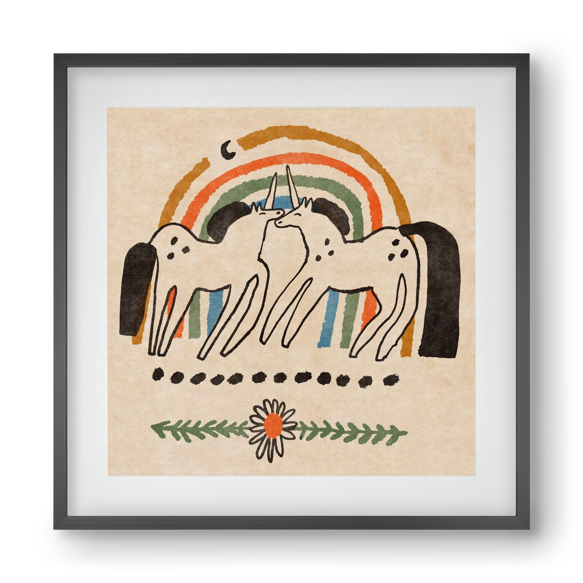 Unicorn love, 40x40 cm (30x30 cm), Fekete keret, paszpartuval