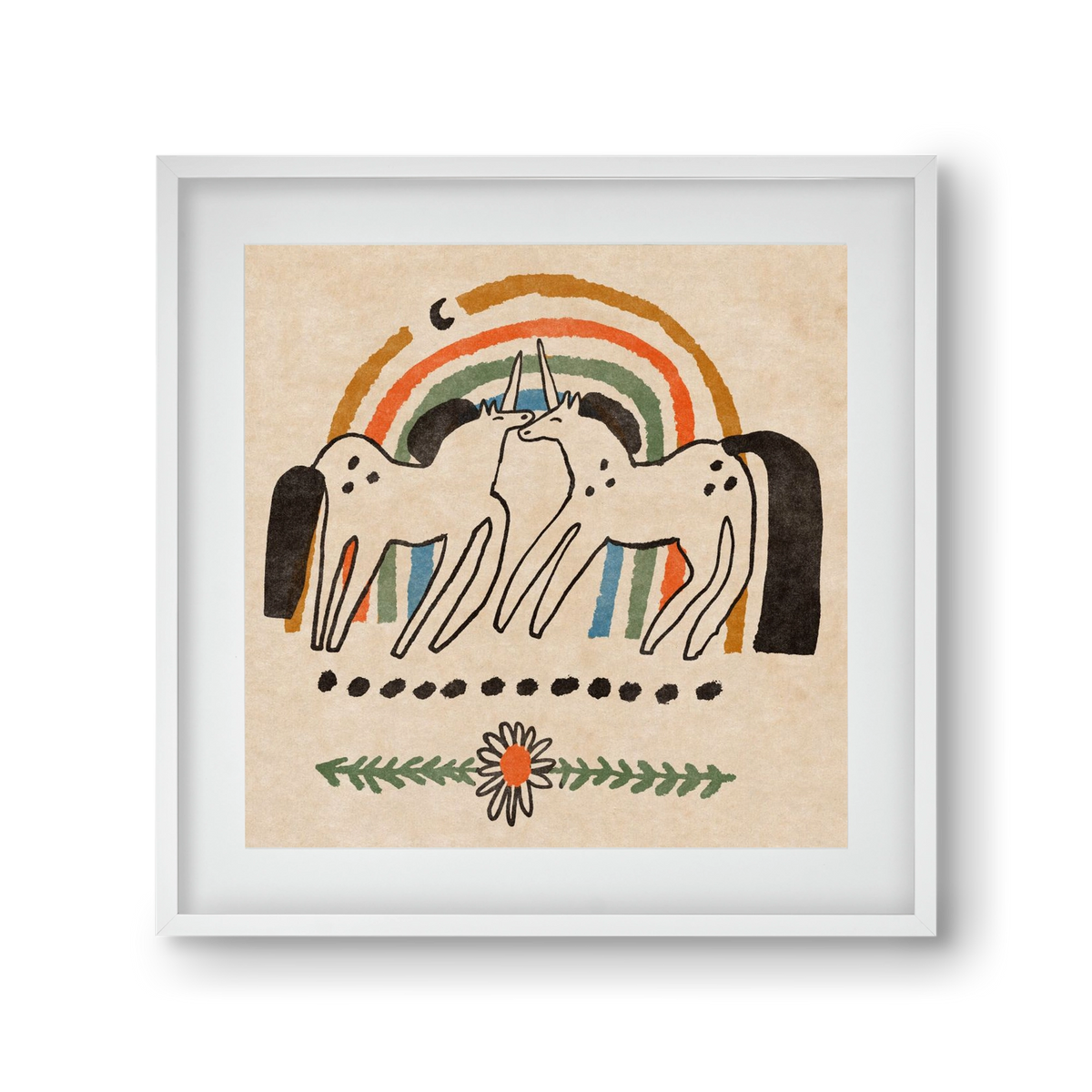 Unicorn love, 30x30 cm (20x20 cm), Fehér keret, paszpartuval