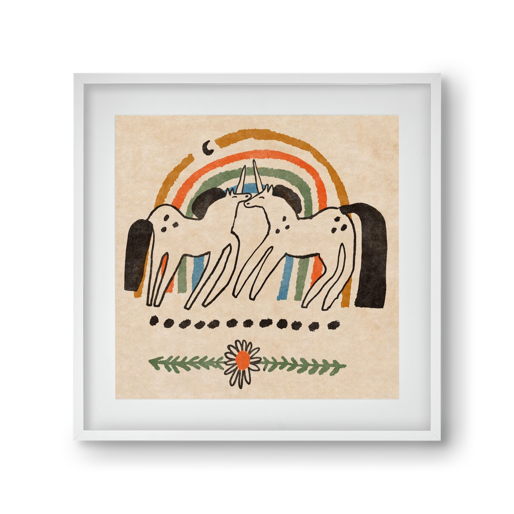 Unicorn love, 30x30 cm (20x20 cm), Fehér keret, paszpartuval