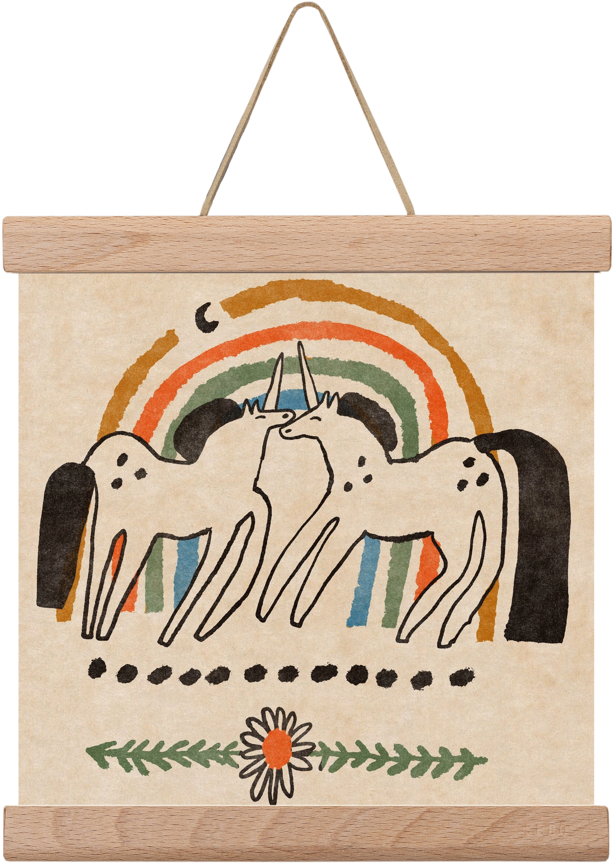 Unicorn love, 20x20 cm (20x20 cm), Tölgy akasztó