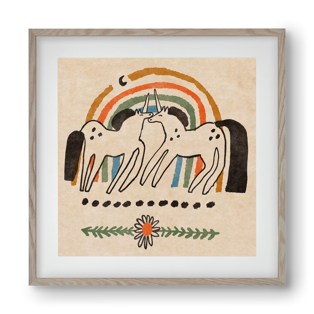 Unicorn love, 40x40 cm (30x30 cm), Tölgy keret, paszpartuval