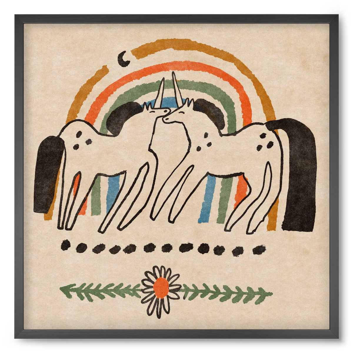 Unicorn love, 50x50 cm (50x50 cm), Fekete keret