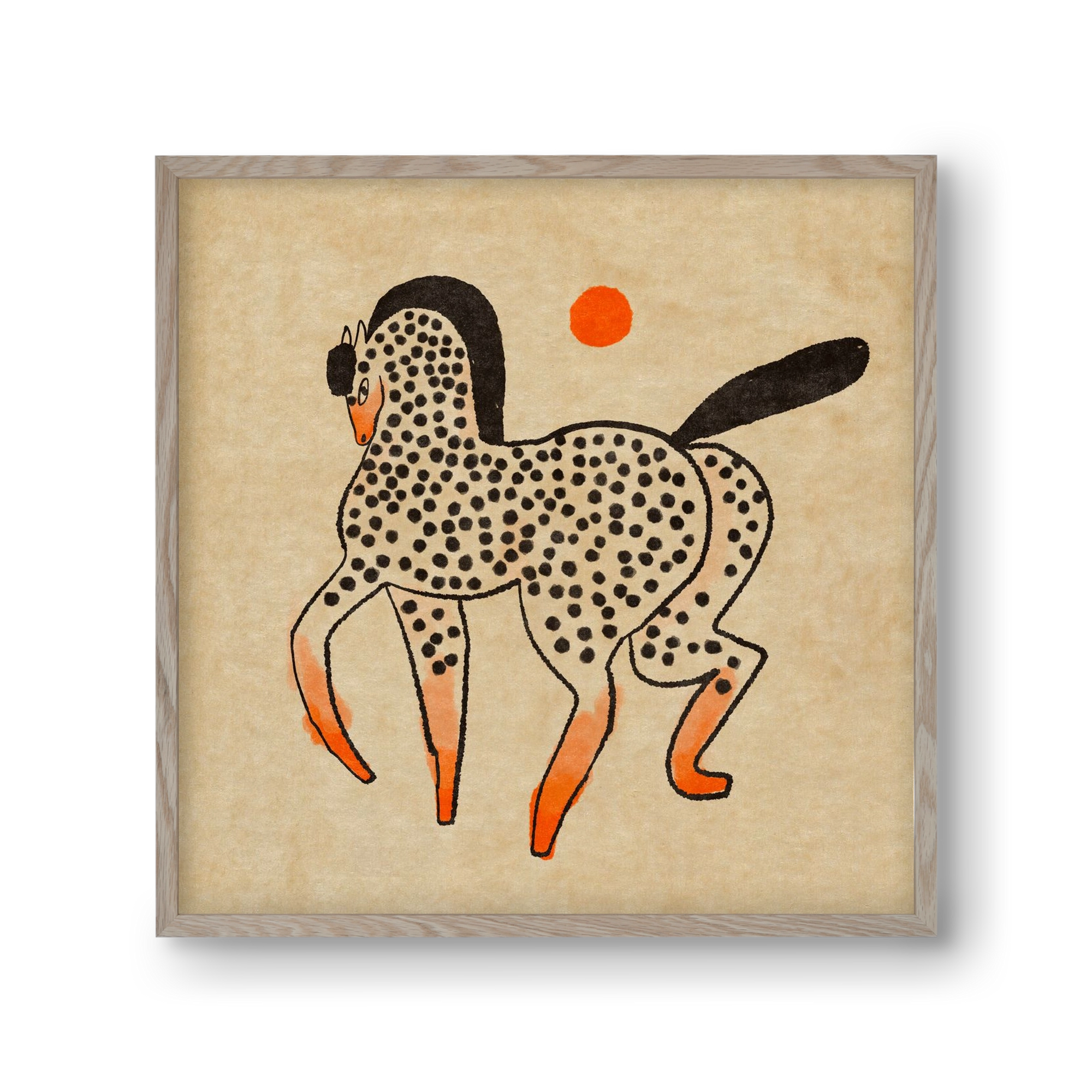 Spotted mare, 30x30 cm (30x30 cm), Tölgy keret