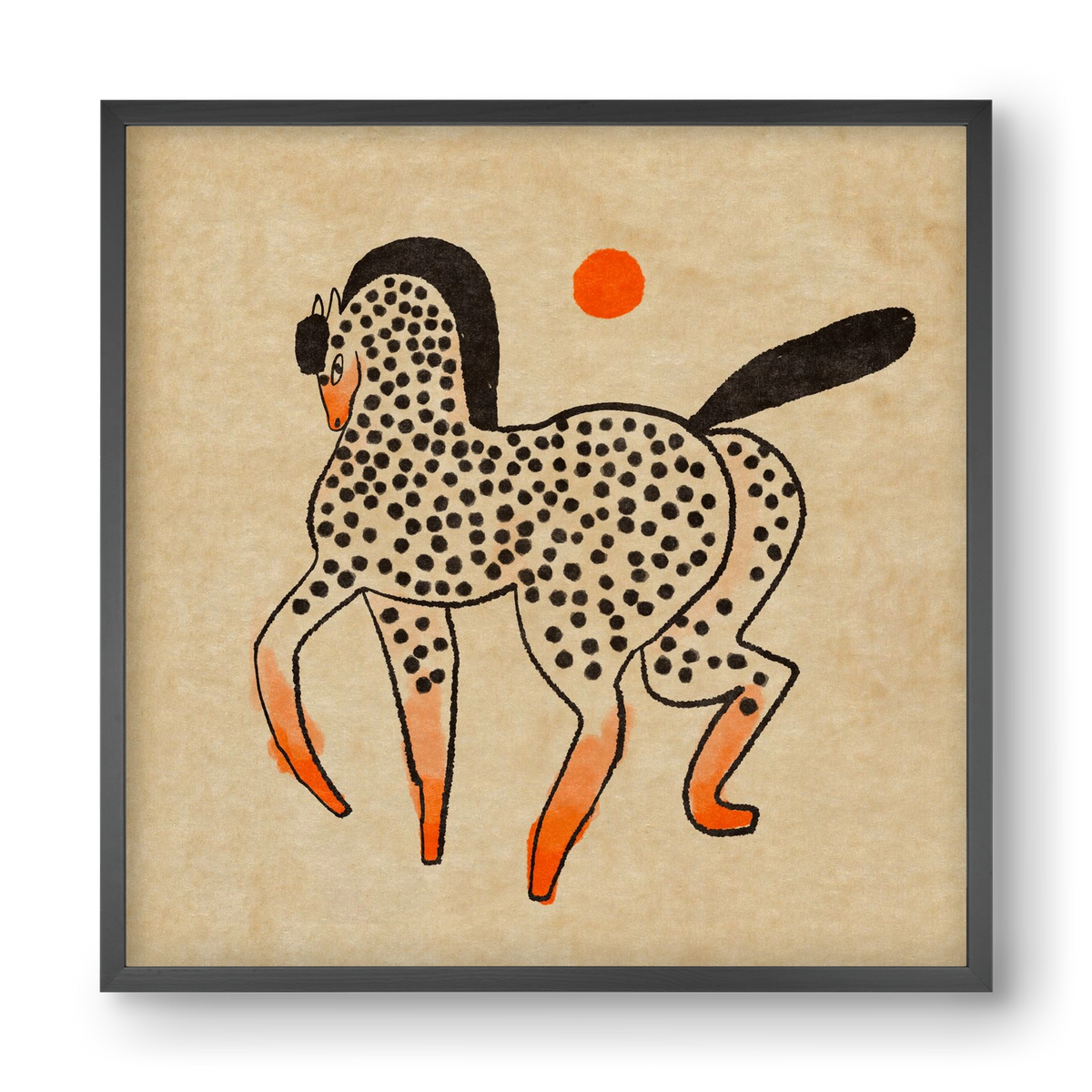 Spotted mare, 40x40 cm (40x40 cm), Fekete keret