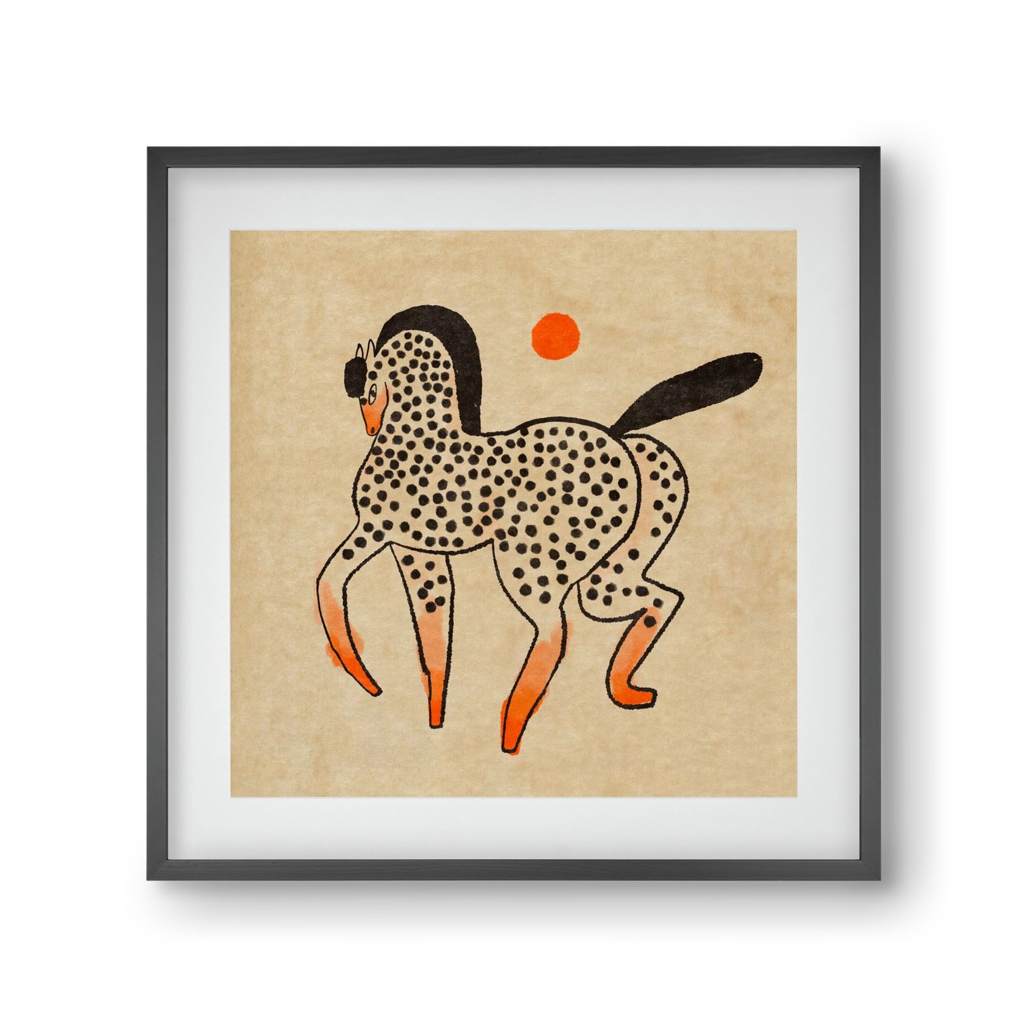 Spotted mare, 30x30 cm (20x20 cm), Fekete keret, paszpartuval