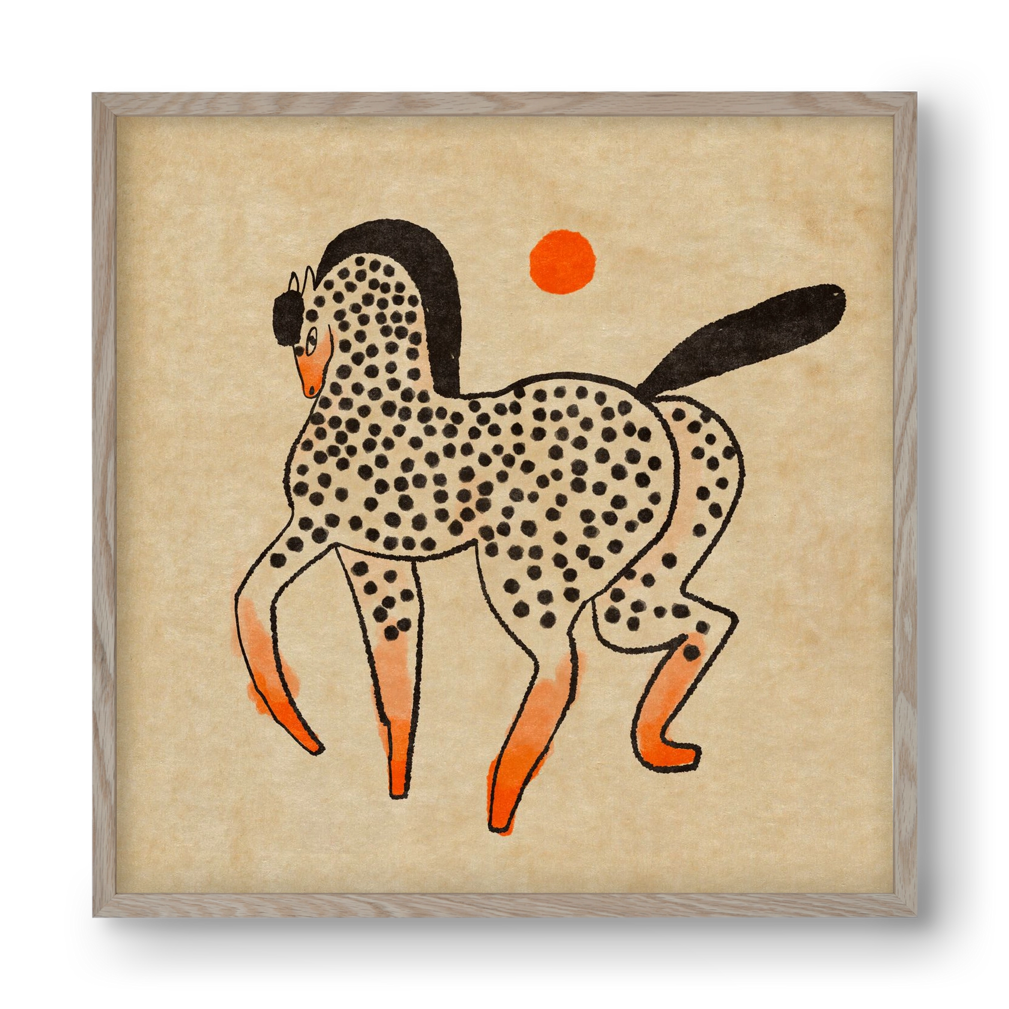 Spotted mare, 40x40 cm (40x40 cm), Tölgy keret