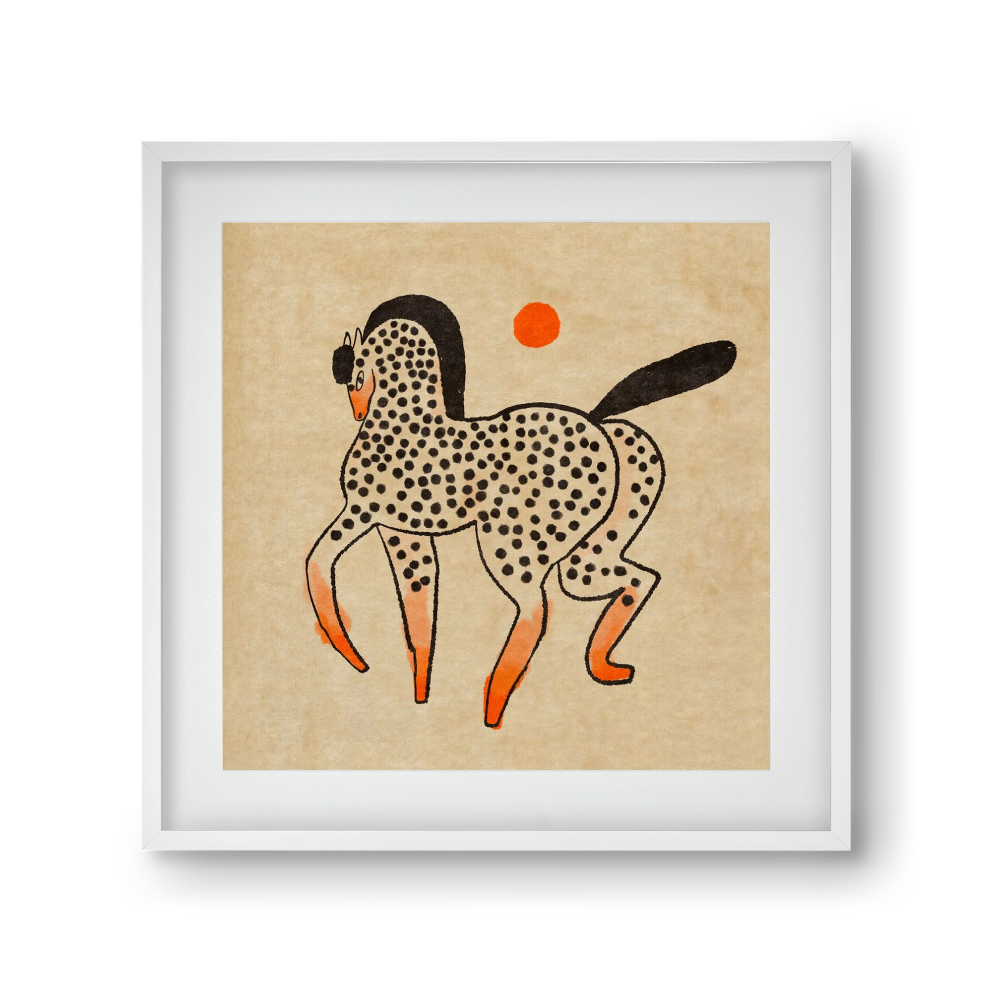 Spotted mare, 30x30 cm (20x20 cm), Fehér keret, paszpartuval