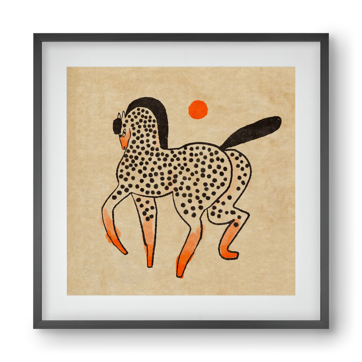 Spotted mare, 40x40 cm (30x30 cm), Fekete keret, paszpartuval