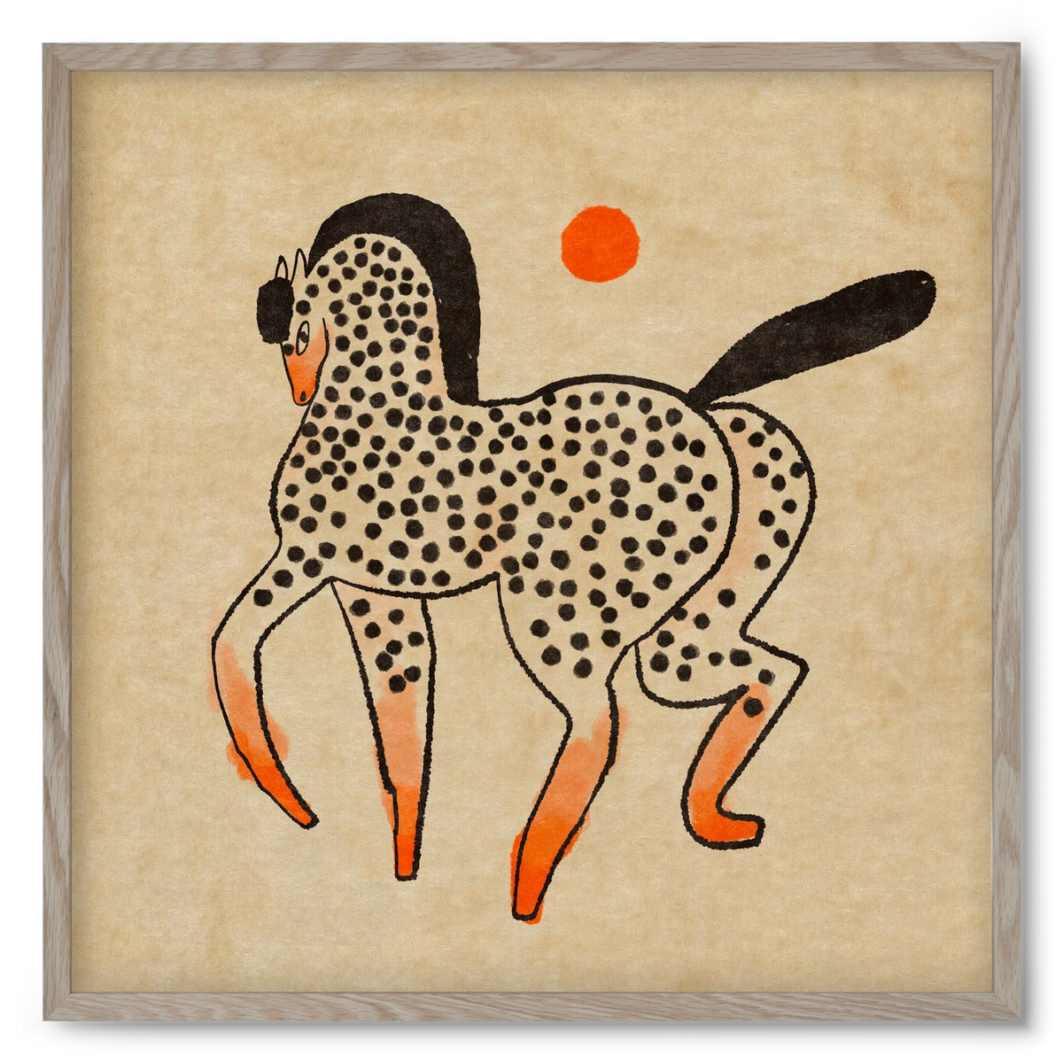 Spotted mare, 50x50 cm (50x50 cm), Tölgy keret