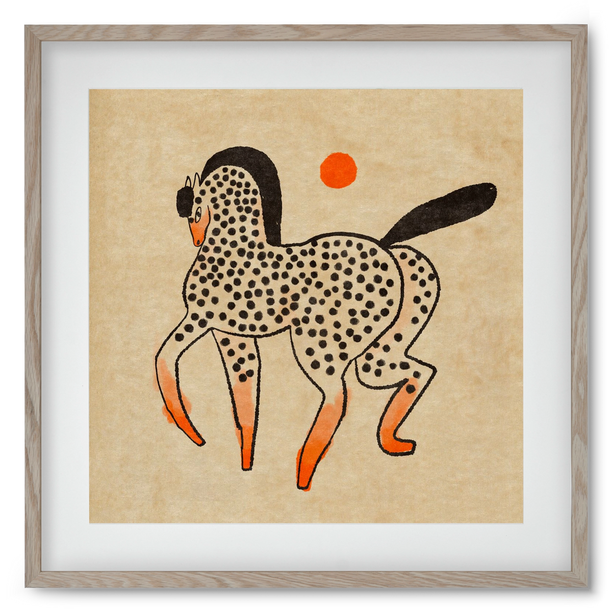 Spotted mare, 50x50 cm (40x40 cm), Tölgy keret, paszpartuval