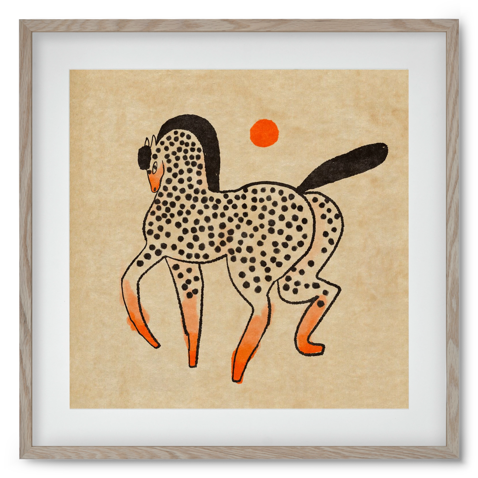 Spotted mare, 50x50 cm (40x40 cm), Tölgy keret, paszpartuval