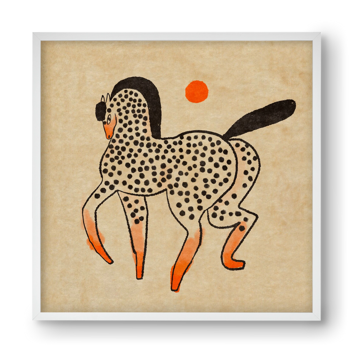 Spotted mare, 40x40 cm (40x40 cm), Fehér keret