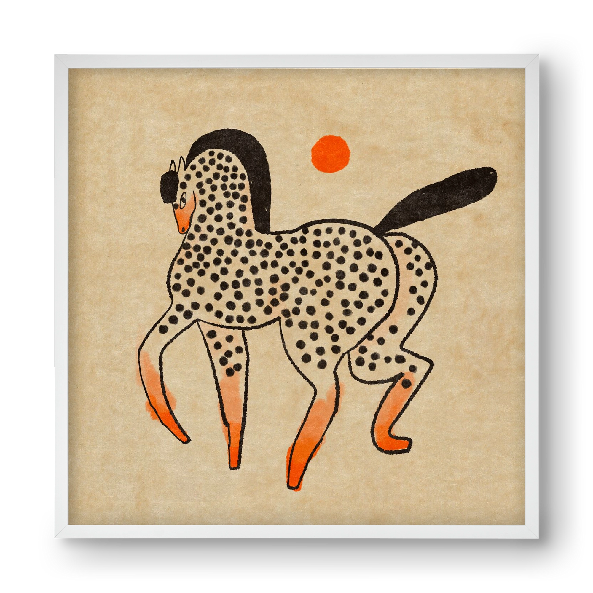 Spotted mare, 40x40 cm (40x40 cm), Fehér keret