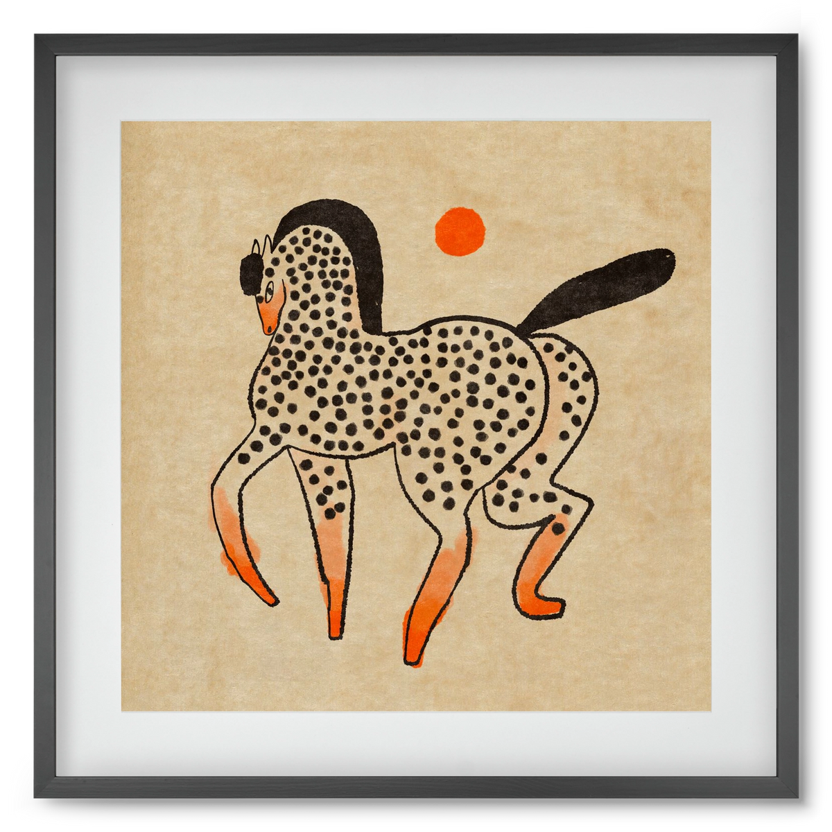 Spotted mare, 50x50 cm (40x40 cm), Fekete keret, paszpartuval