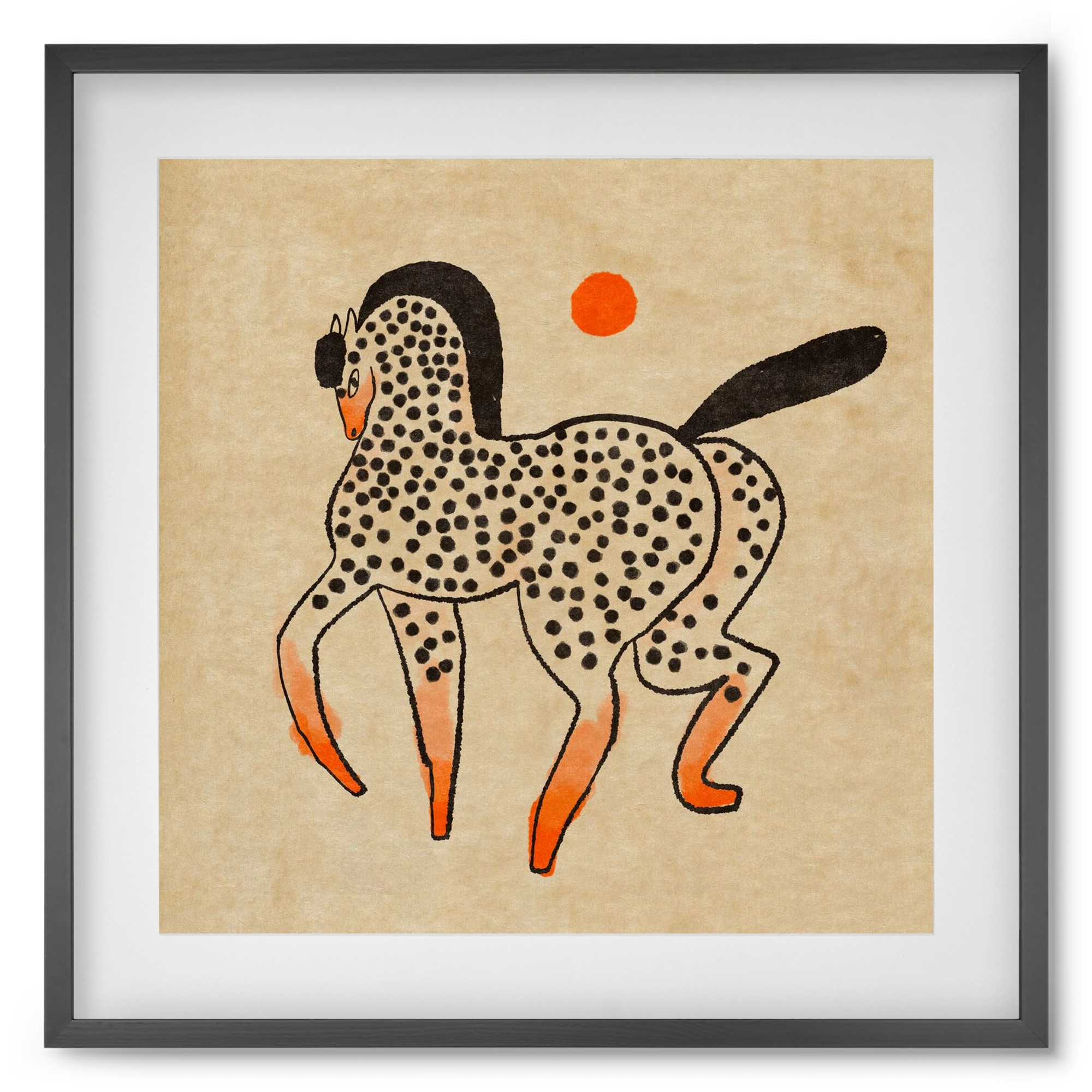 Spotted mare, 50x50 cm (40x40 cm), Fekete keret, paszpartuval