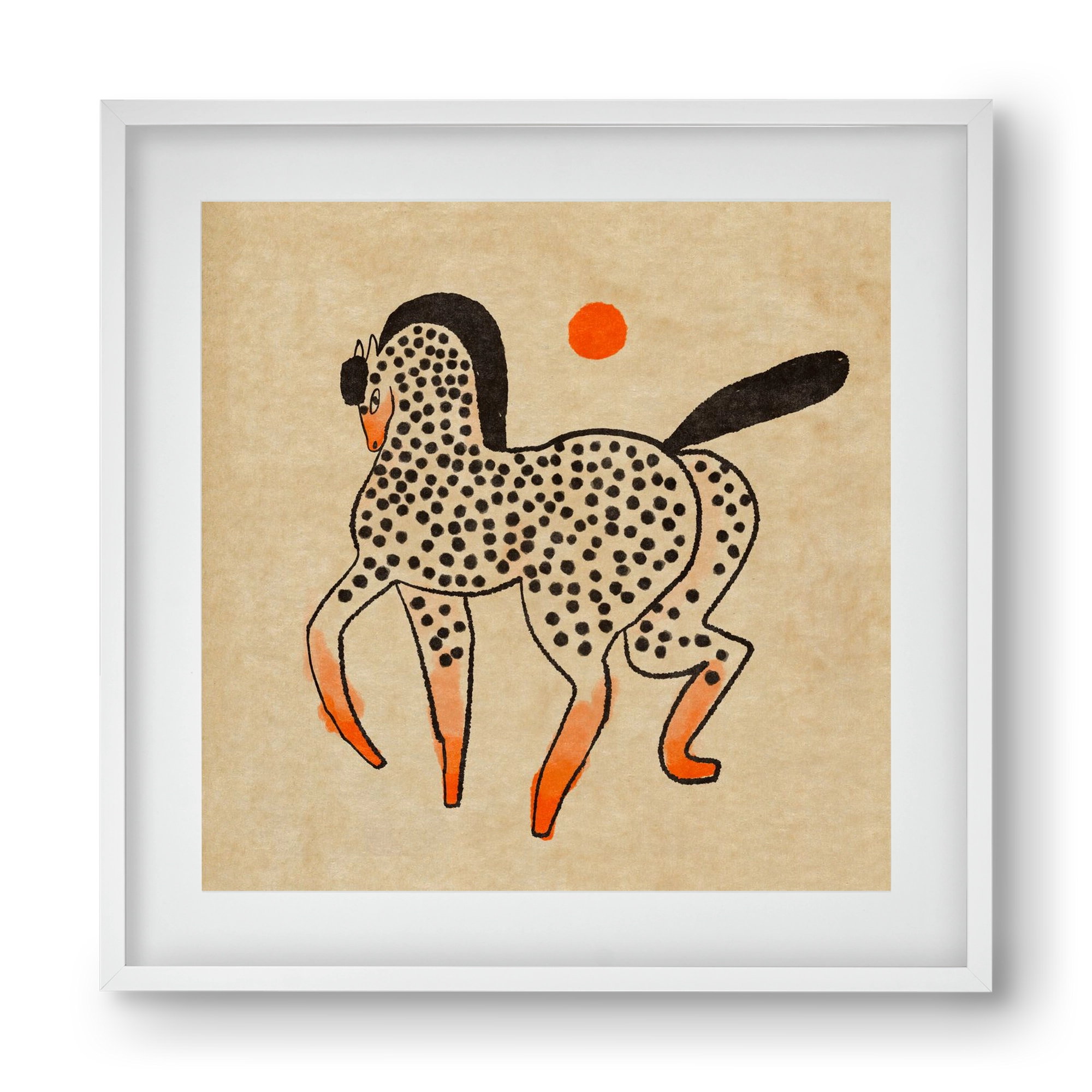 Spotted mare, 40x40 cm (30x30 cm), Fehér keret, paszpartuval