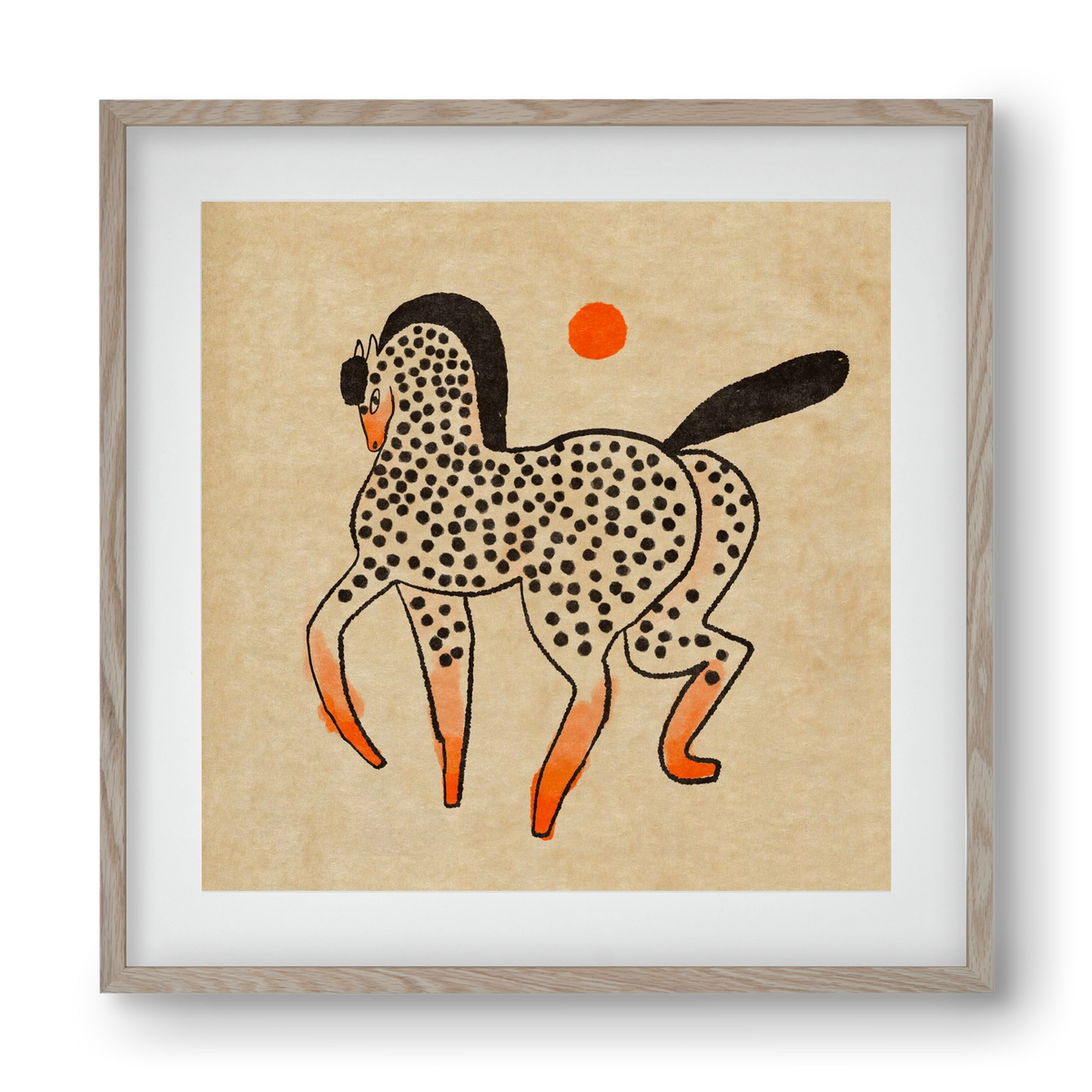 Spotted mare, 40x40 cm (30x30 cm), Tölgy keret, paszpartuval