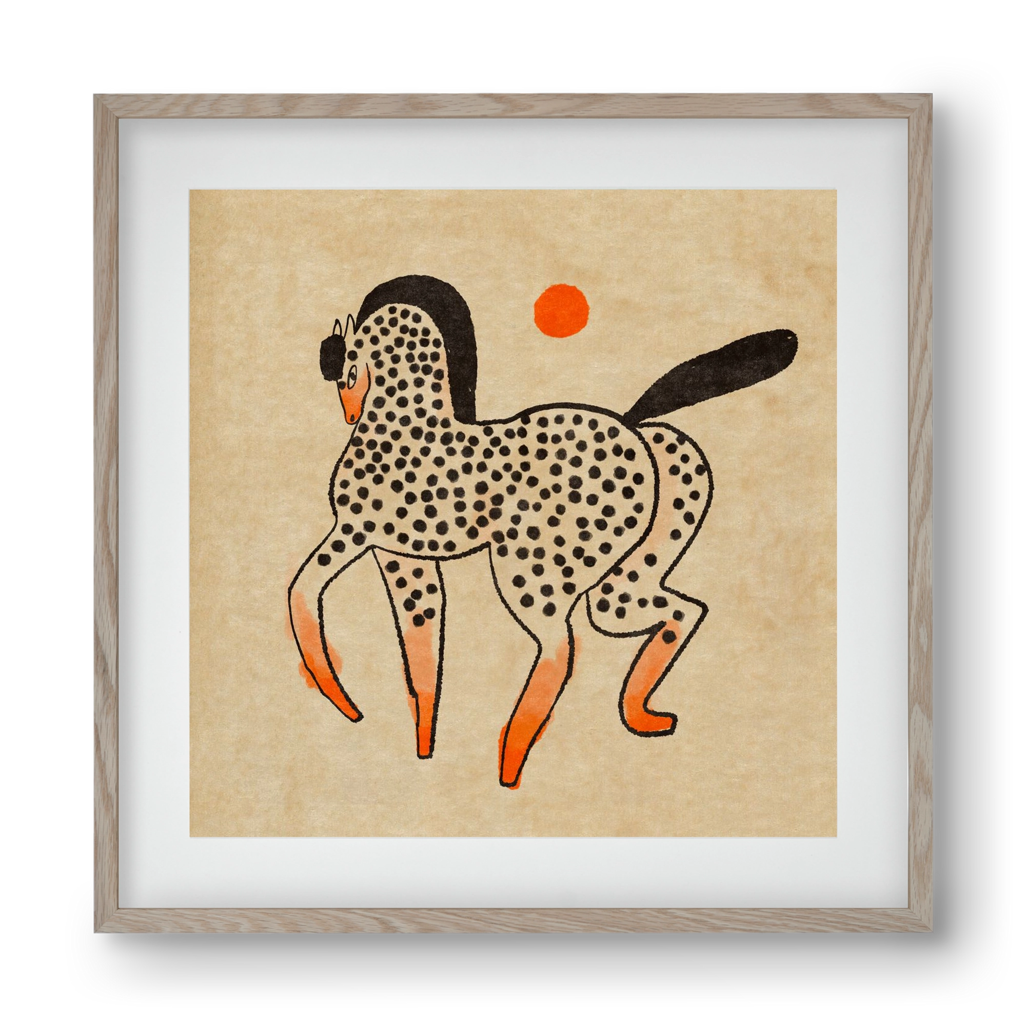 Spotted mare, 40x40 cm (30x30 cm), Tölgy keret, paszpartuval