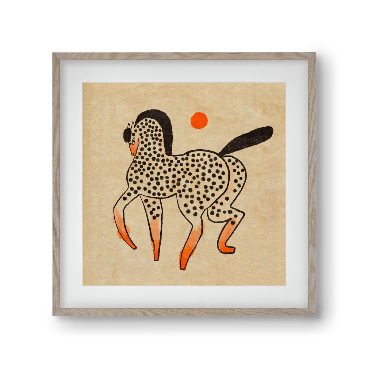 Spotted mare, 30x30 cm (20x20 cm), Tölgy keret, paszpartuval