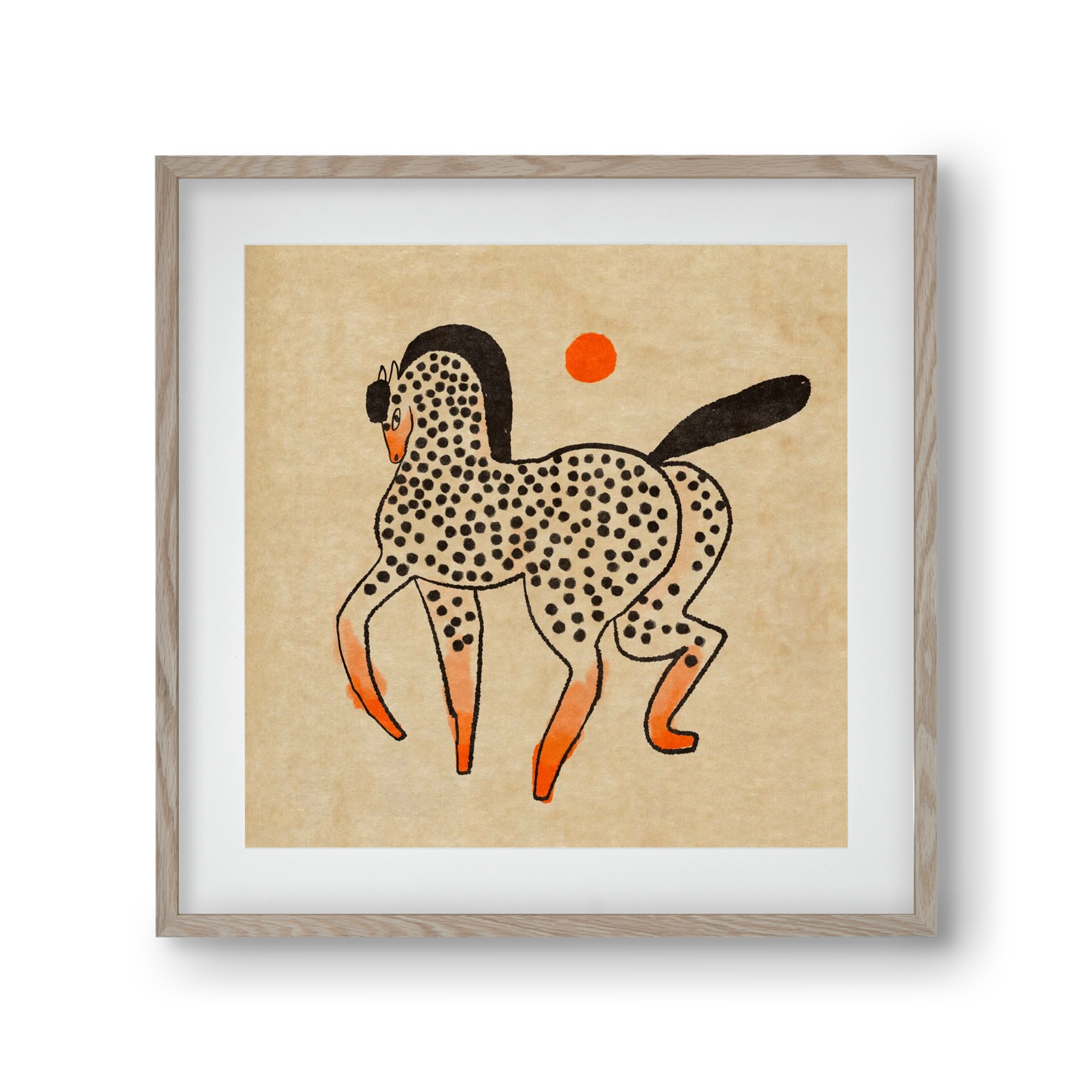 Spotted mare, 30x30 cm (20x20 cm), Tölgy keret, paszpartuval