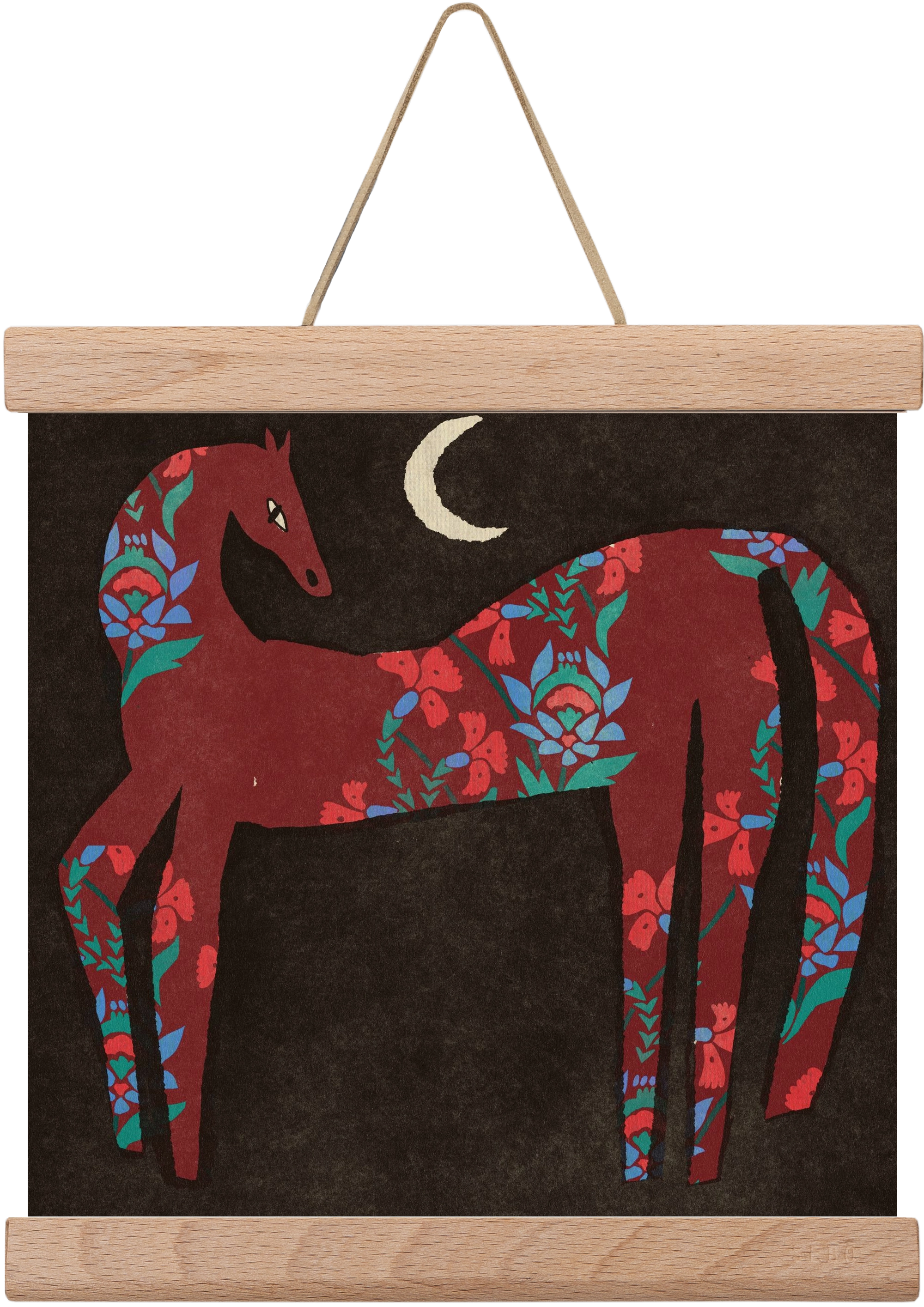 Black flower horse, 20x20 cm (20x20 cm), Tölgy akasztó