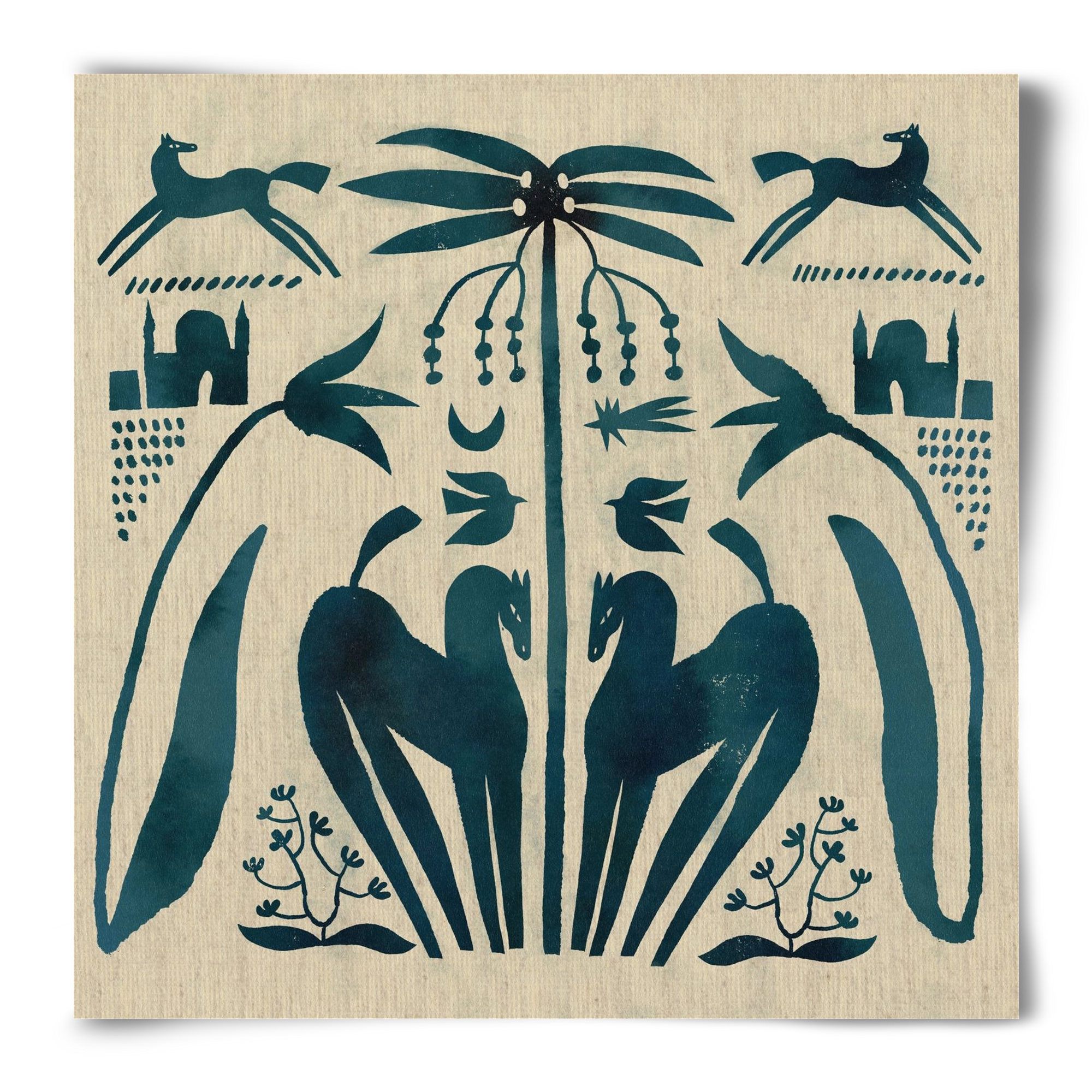 Horses under palm tree, 50x50 cm, Keret nélkül