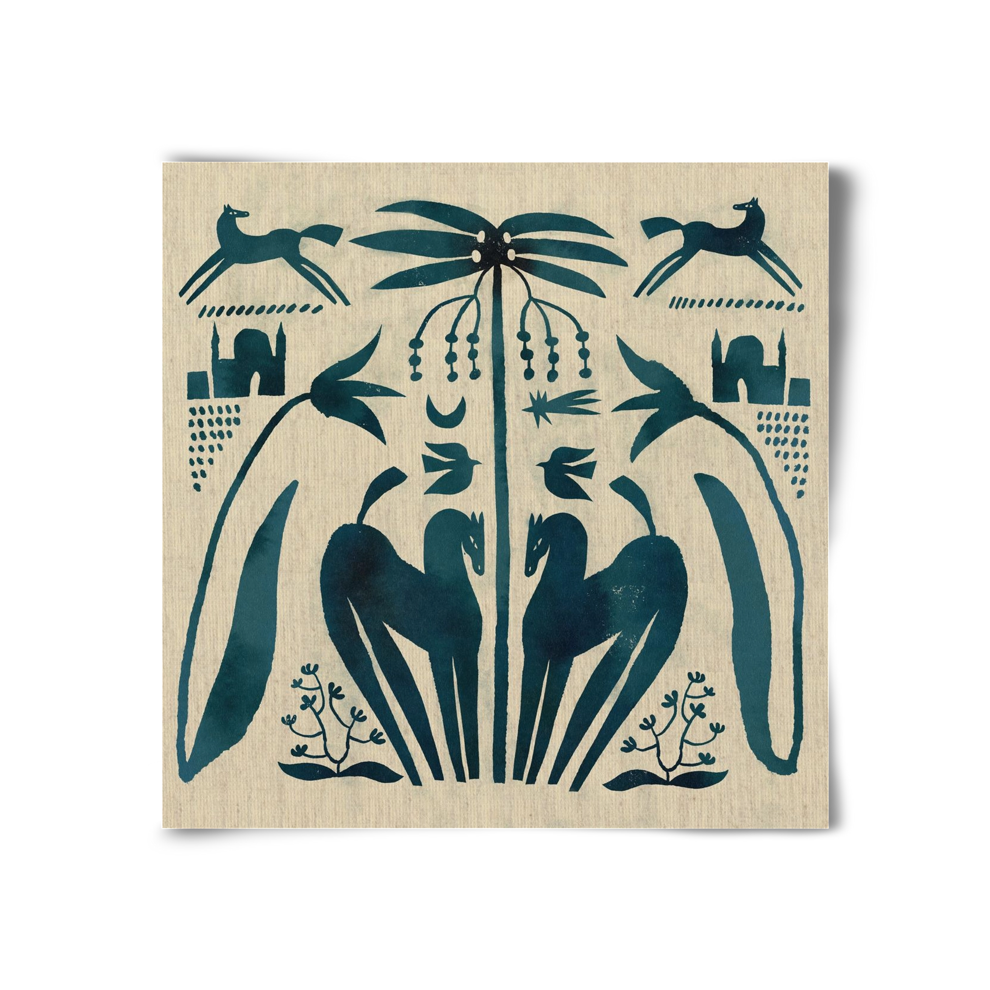 Horses under palm tree, 30x30 cm, Keret nélkül