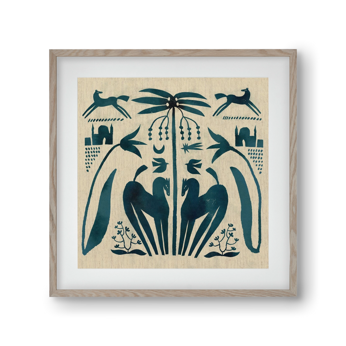 Horses under palm tree, 30x30 cm (20x20 cm), Tölgy keret, paszpartuval