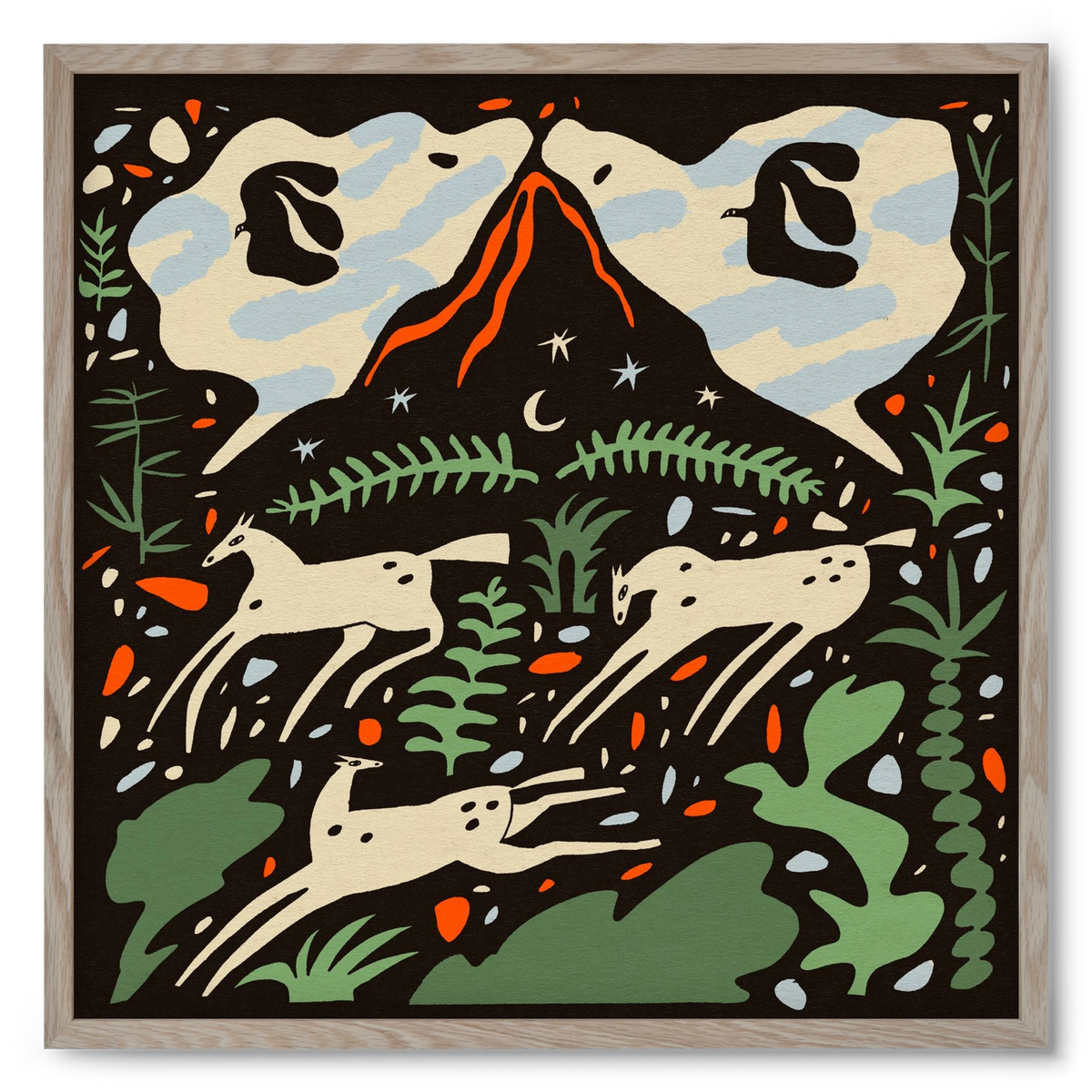 Volcano island, 50x50 cm (50x50 cm), Tölgy keret