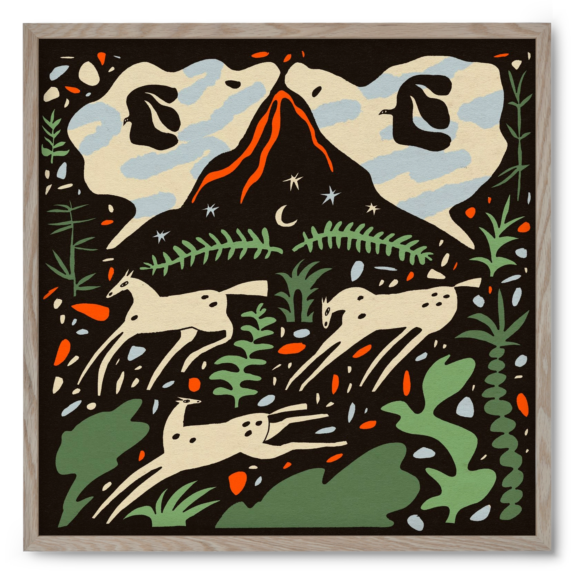 Volcano island, 50x50 cm (50x50 cm), Tölgy keret