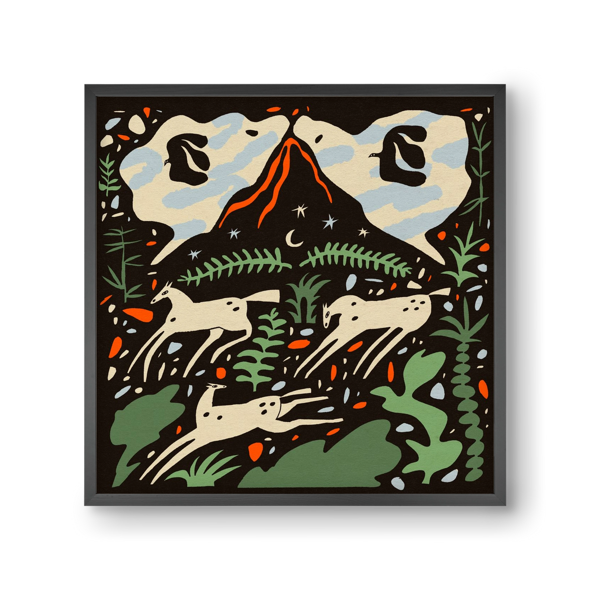 Volcano island, 30x30 cm (30x30 cm), Fekete keret