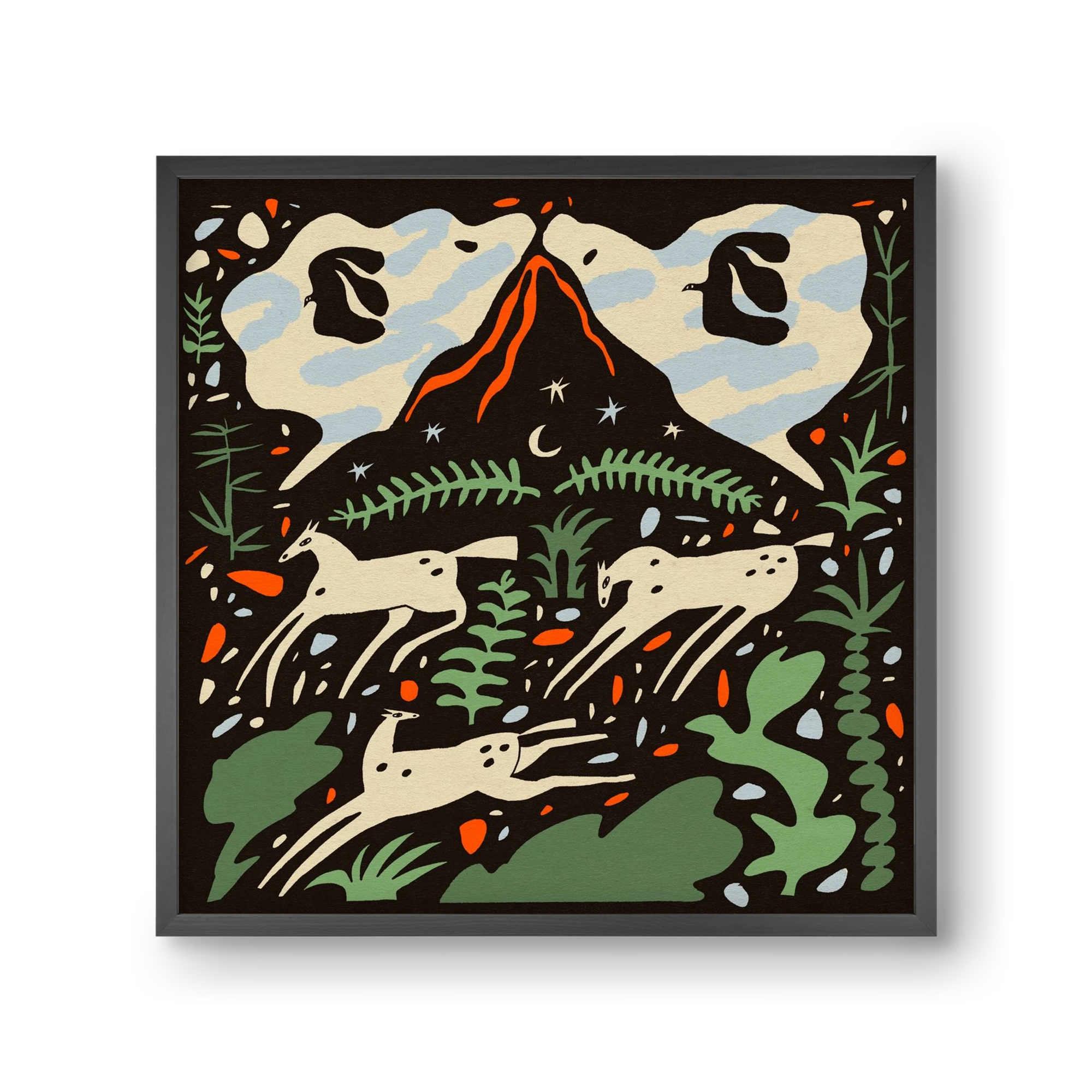 Volcano island, 30x30 cm (30x30 cm), Fekete keret