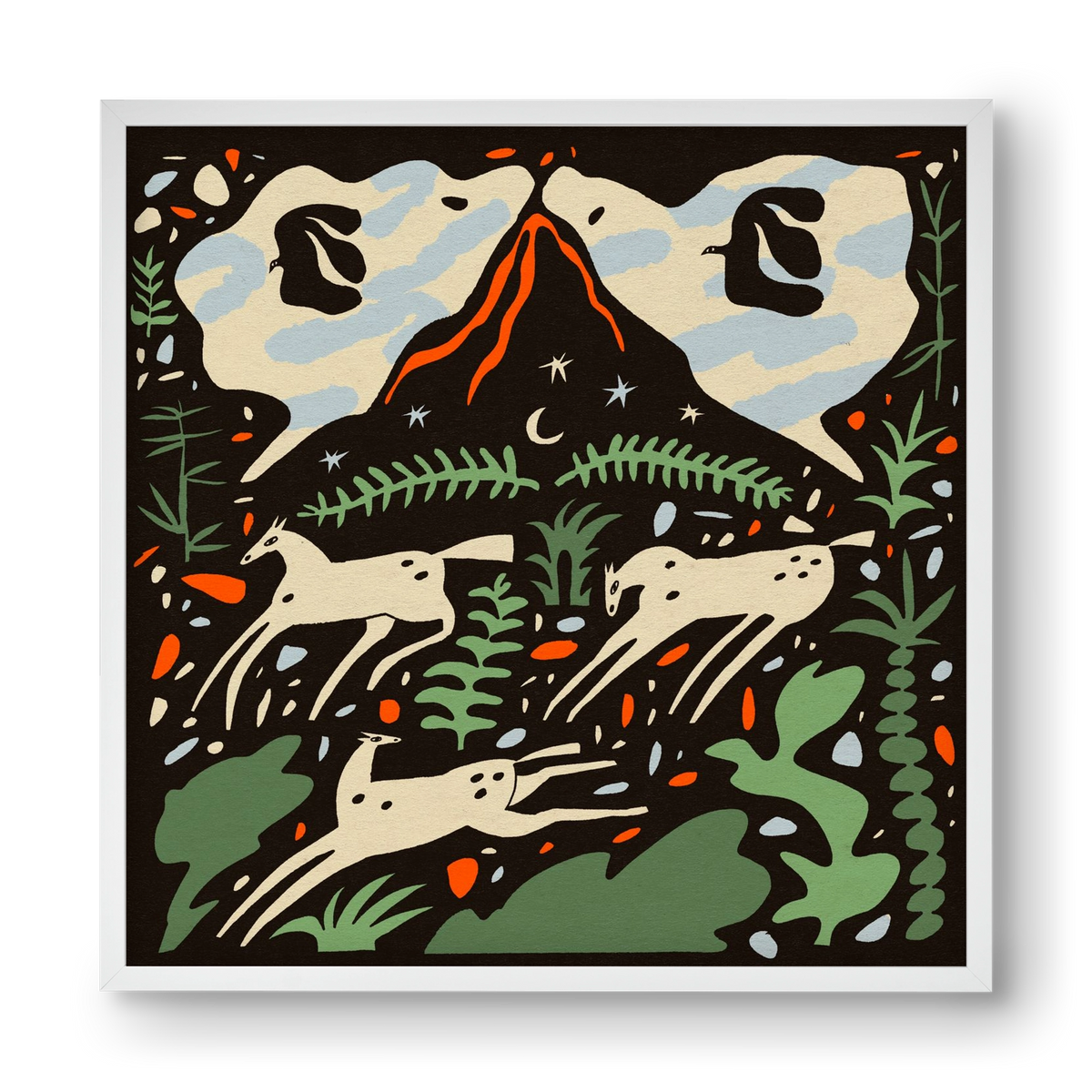 Volcano island, 40x40 cm (40x40 cm), Fehér keret