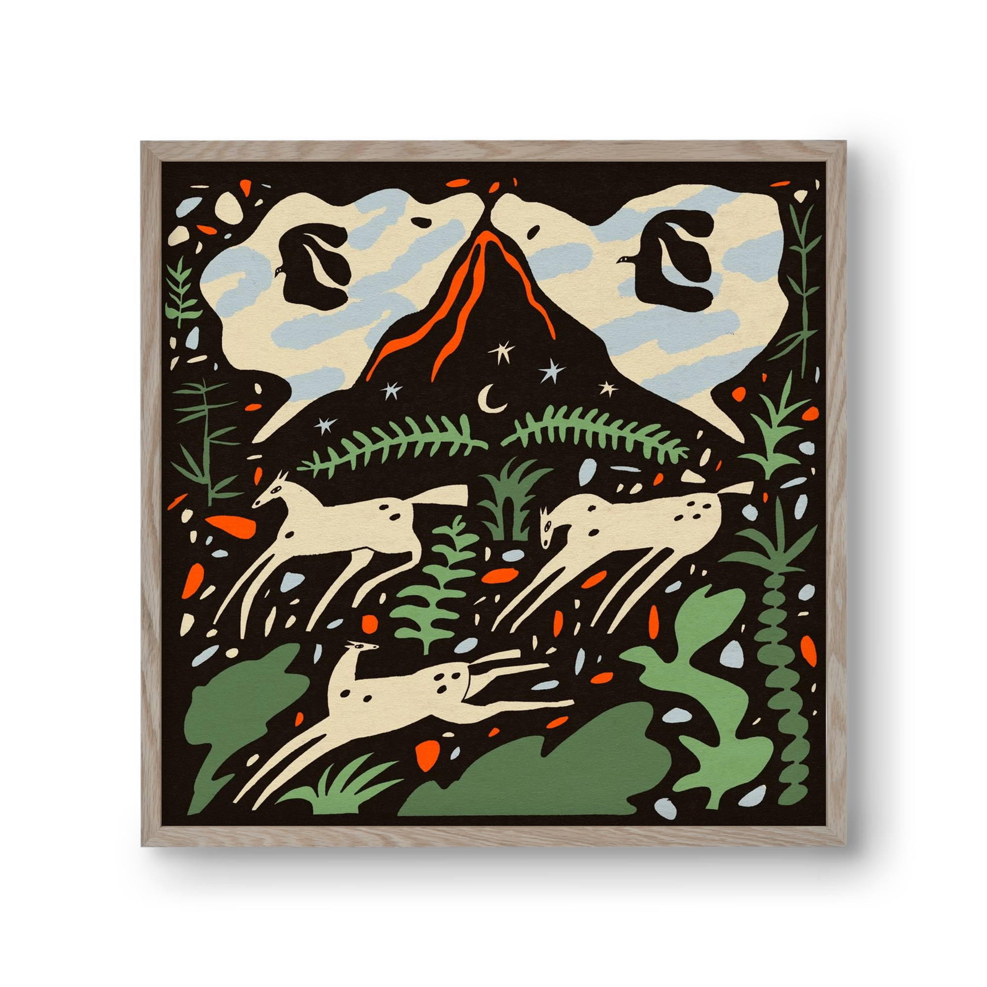 Volcano island, 30x30 cm (30x30 cm), Tölgy keret