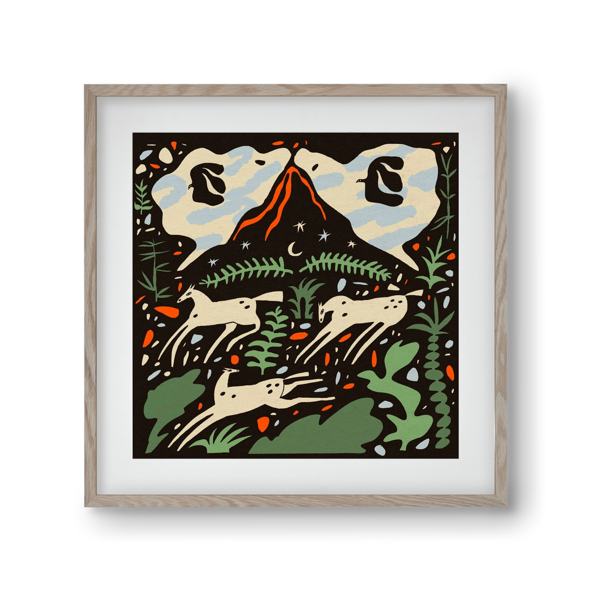 Volcano island, 30x30 cm (20x20 cm), Tölgy keret, paszpartuval