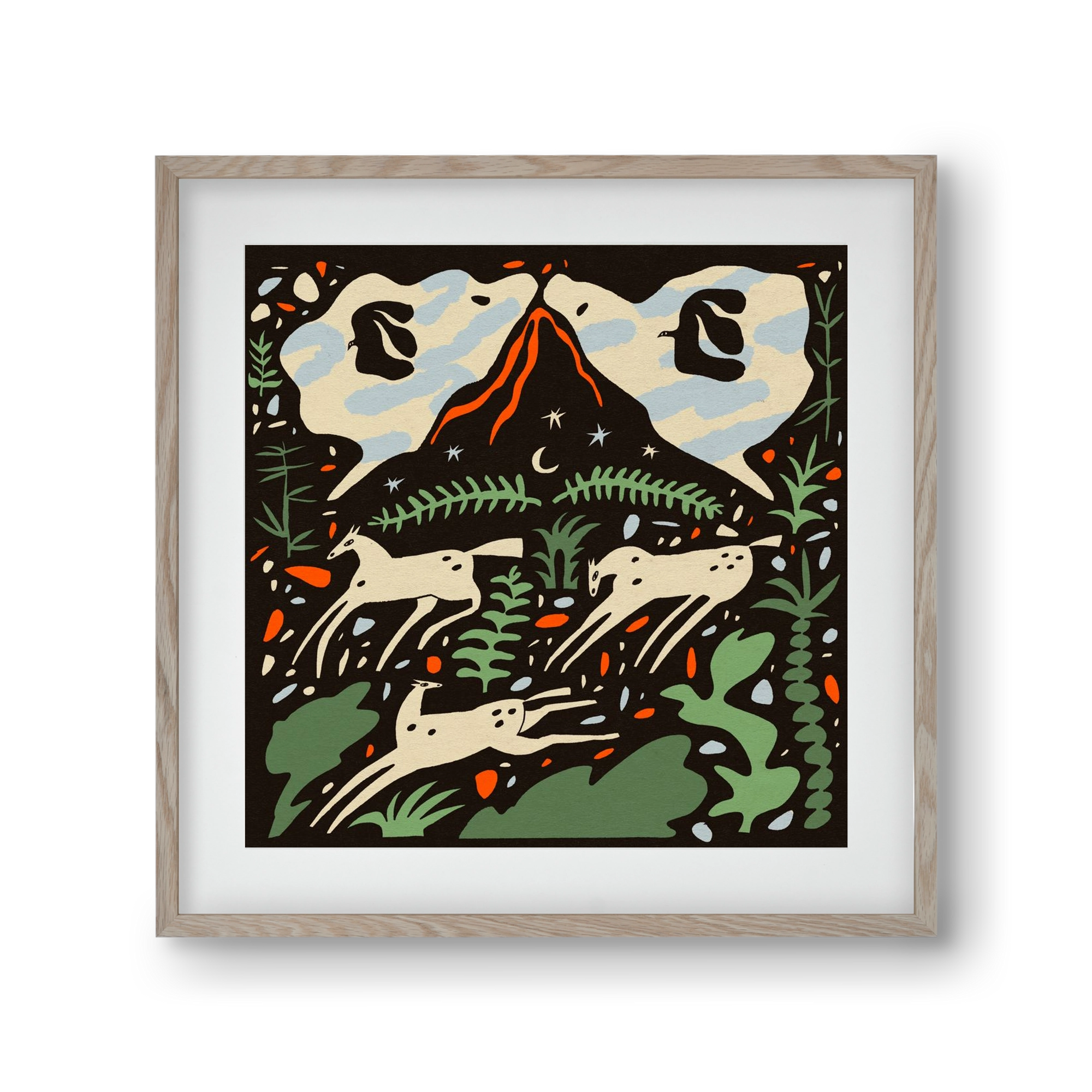 Volcano island, 30x30 cm (20x20 cm), Tölgy keret, paszpartuval