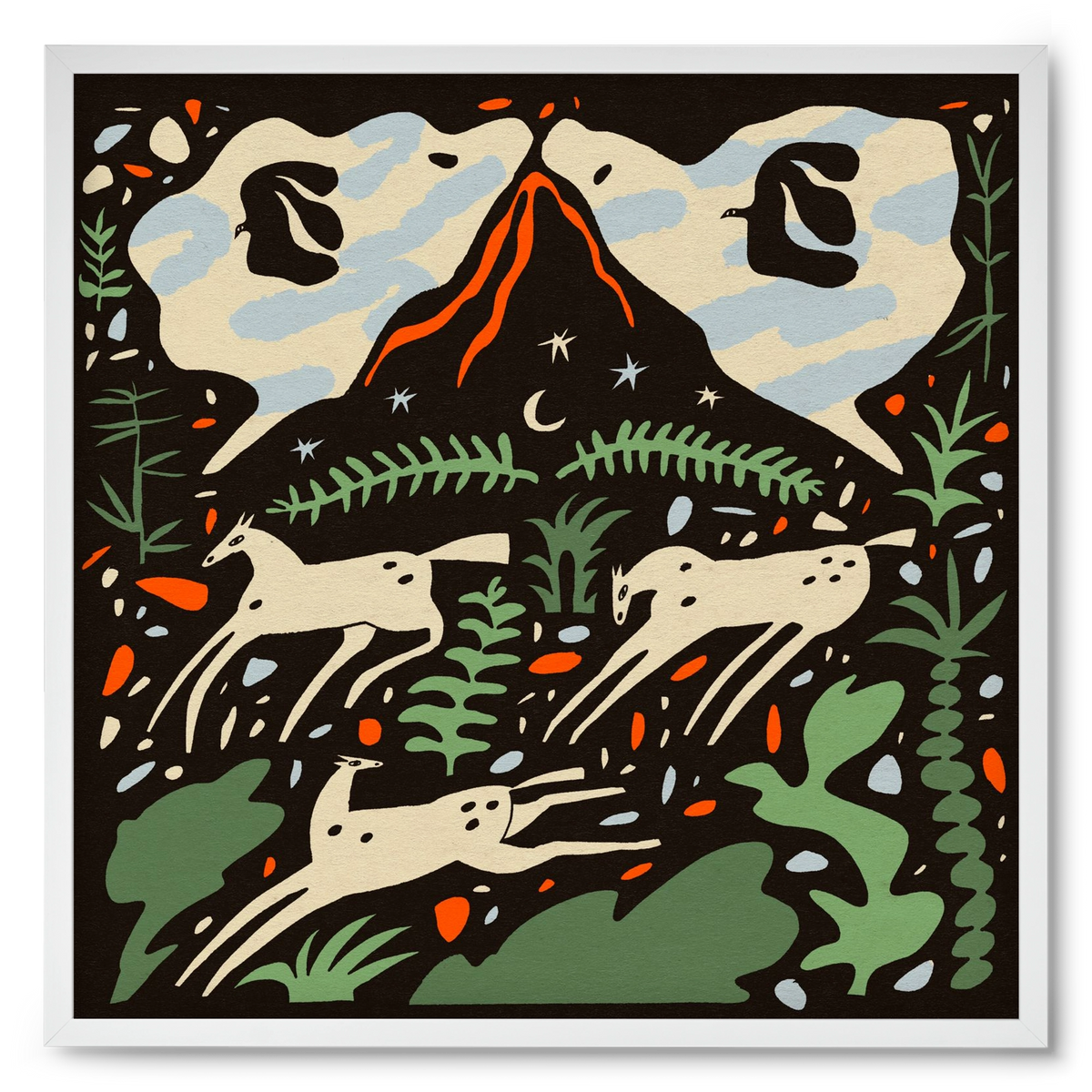 Volcano island, 50x50 cm (50x50 cm), Fehér keret