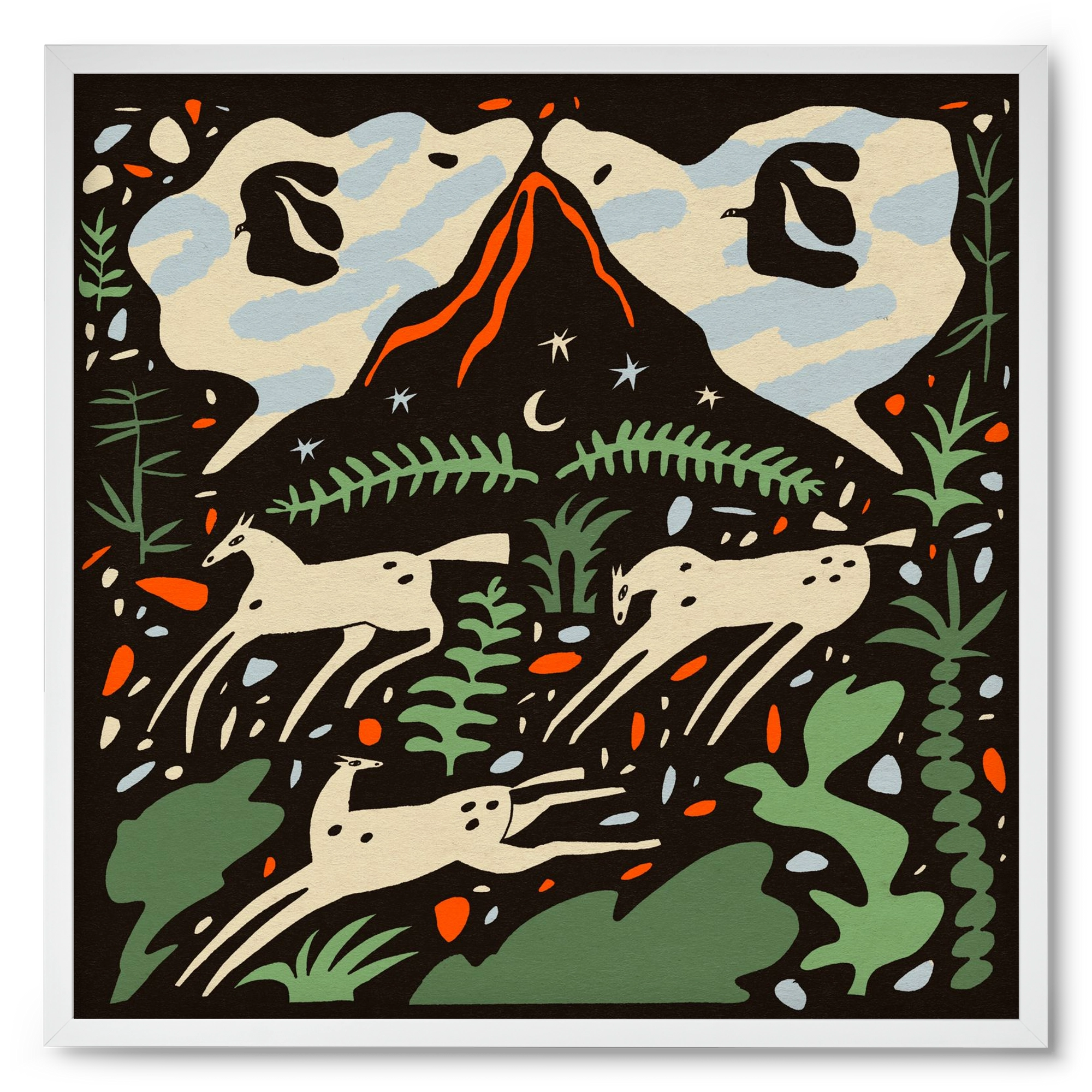 Volcano island, 50x50 cm (50x50 cm), Fehér keret