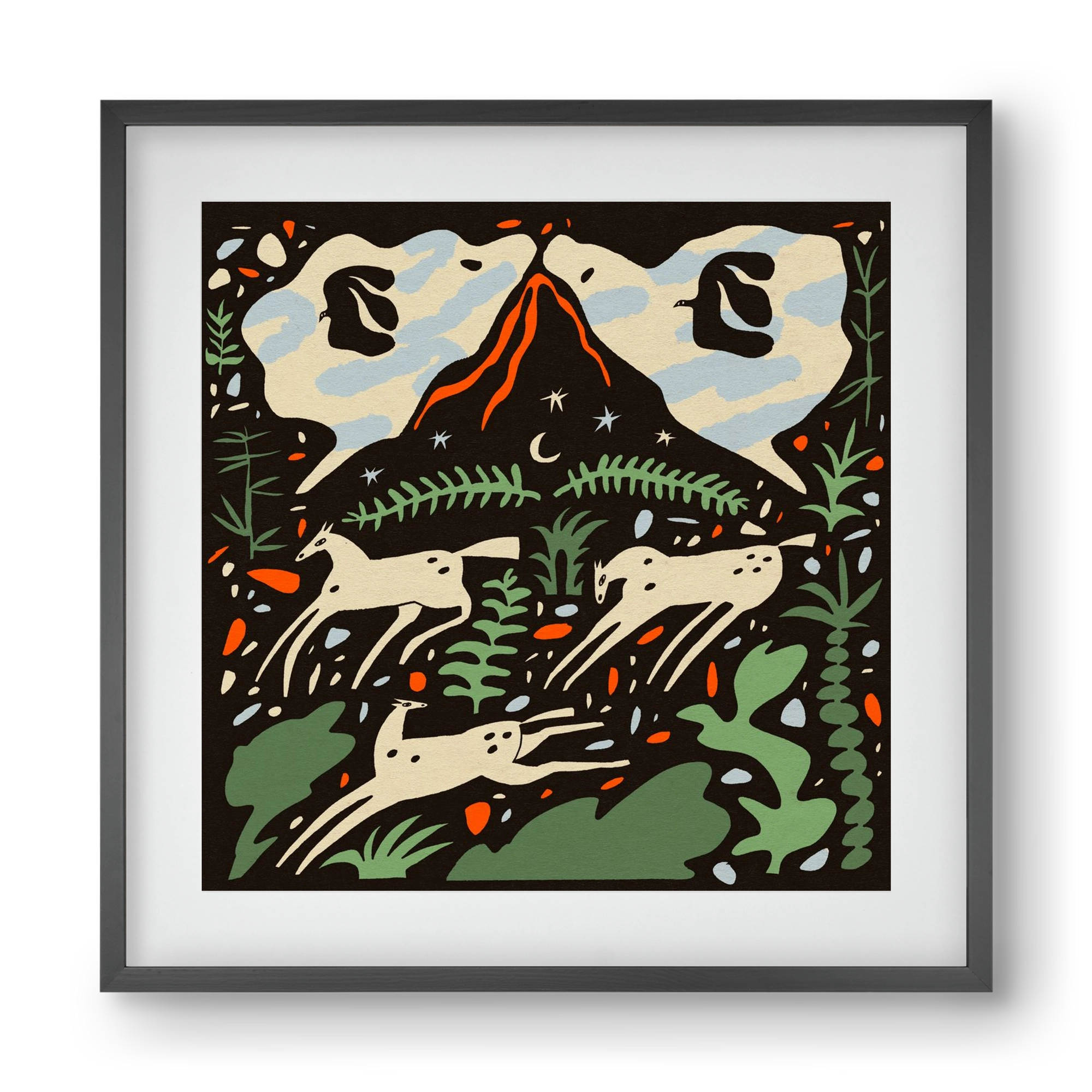 Volcano island, 40x40 cm (30x30 cm), Fekete keret, paszpartuval